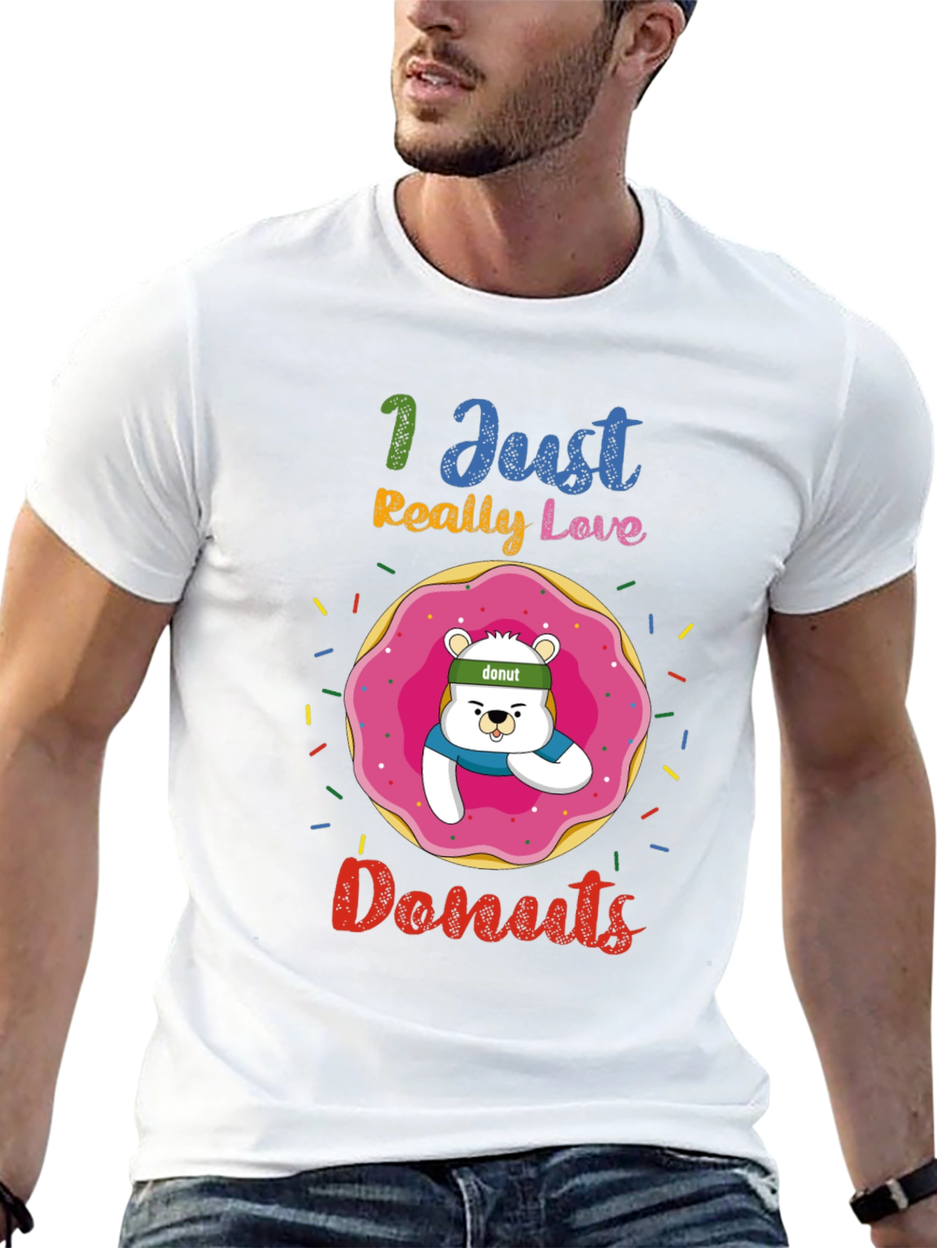 Black I Just Really Love Donuts Funny Graphic Tee view 13