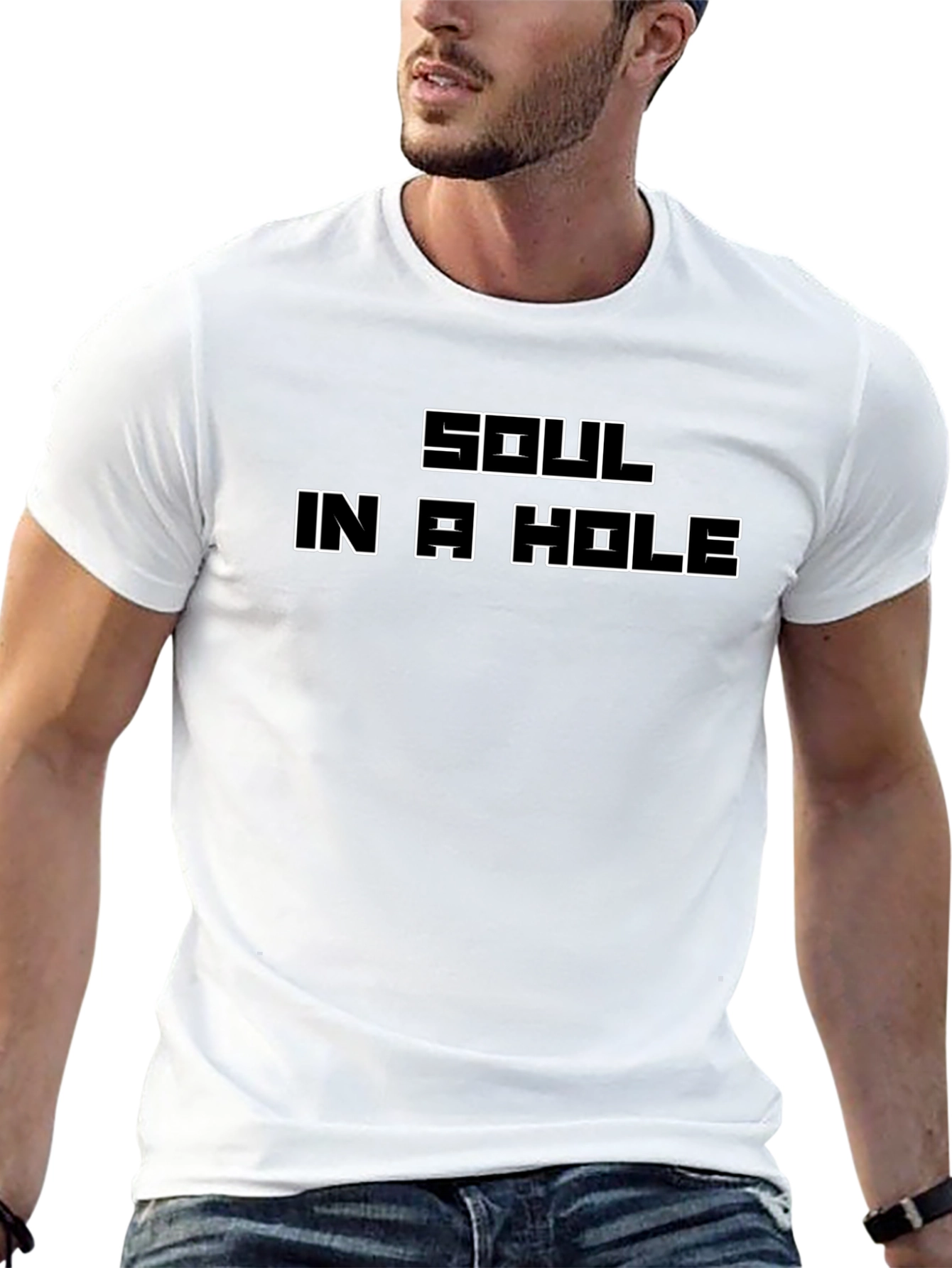 Black Soul in a Hole Graphic Tee - Black Cotton T-Shirt view 13