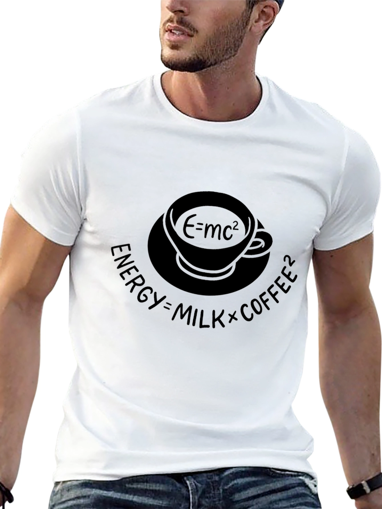 Black Energy=Milk*Coffee² Funny Equation T-Shirt view 13
