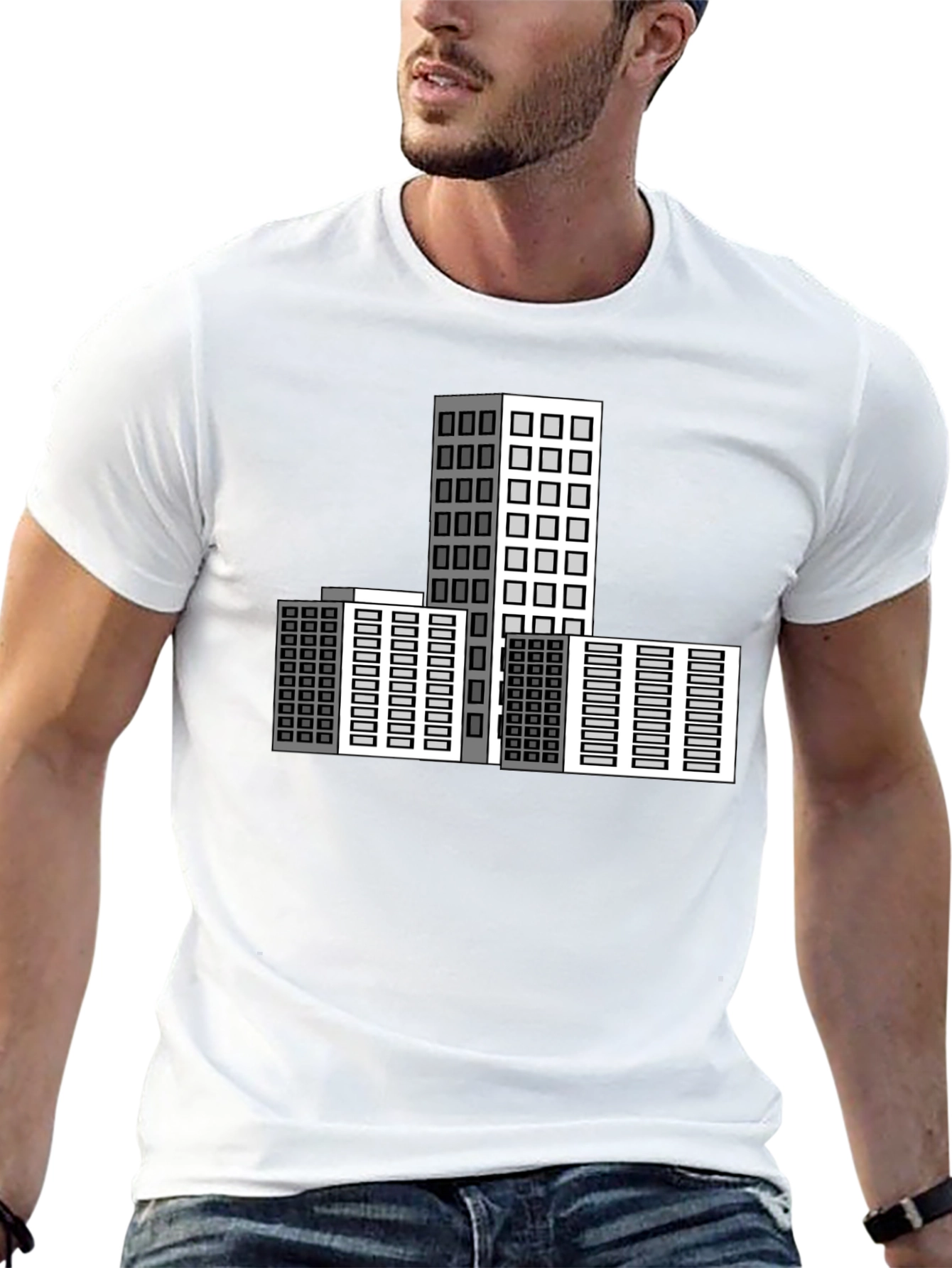 Black Urban Architect T-Shirt: Modern Cityscape Design view 13