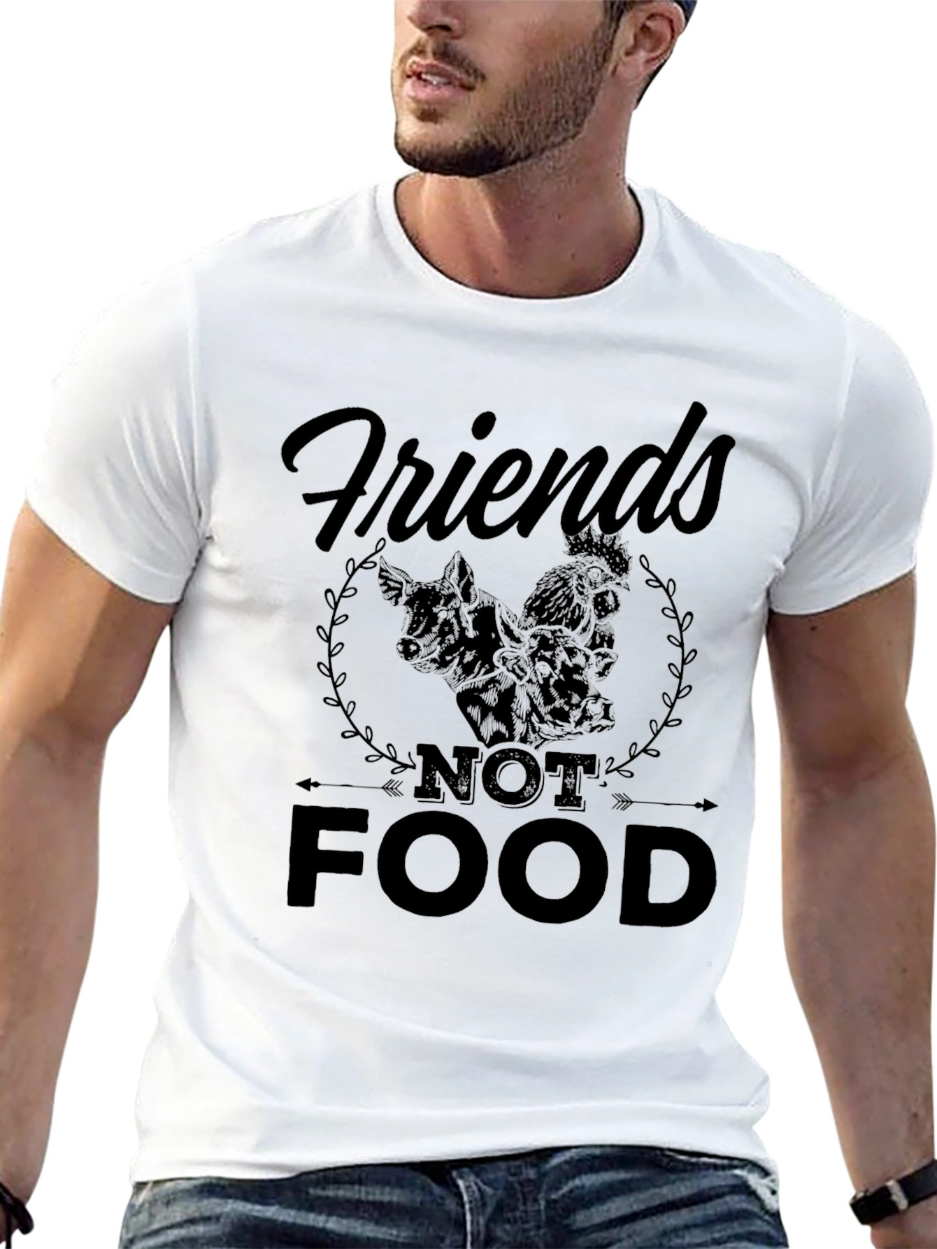 Black Friends Not Food Vegan T-Shirt view 13