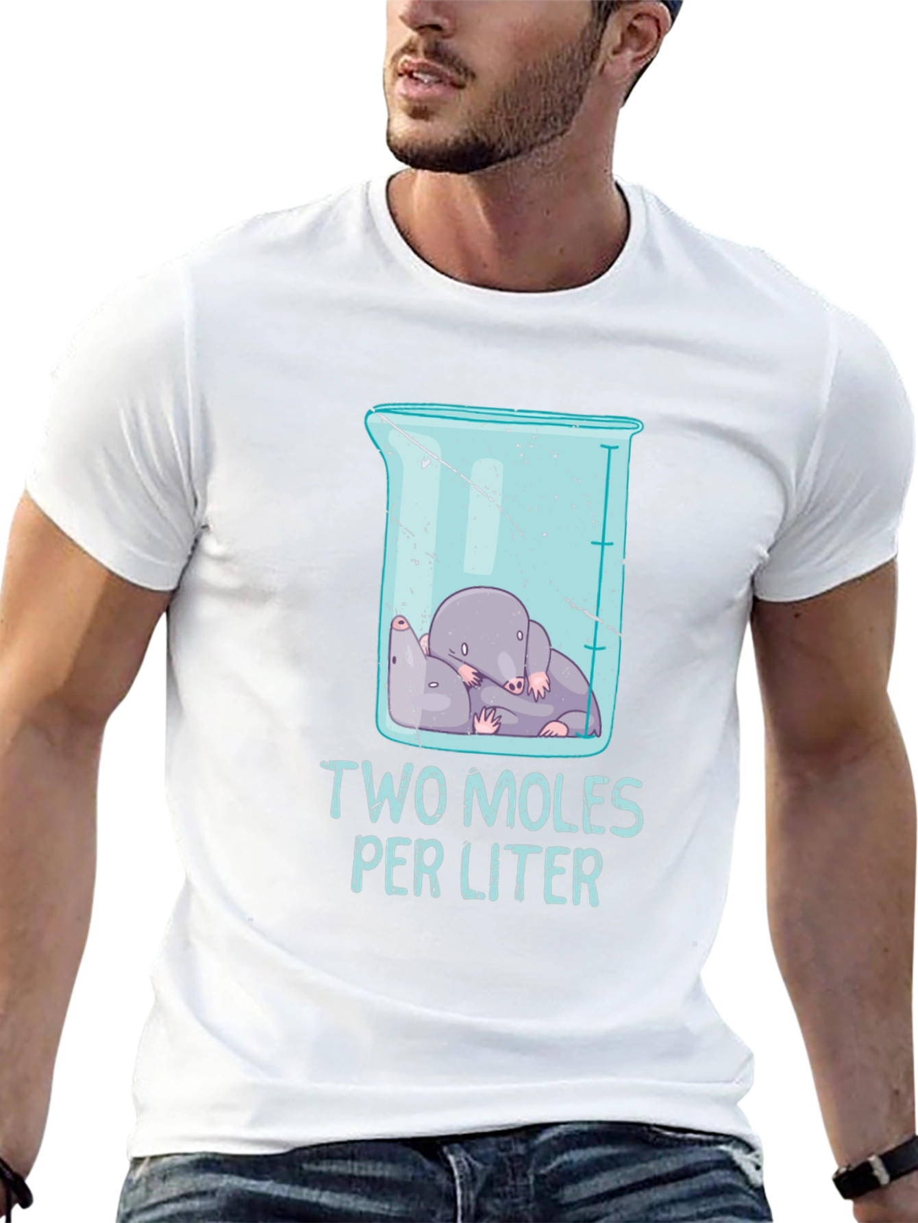 Black Two Moles Per Liter Science T-Shirt view 13