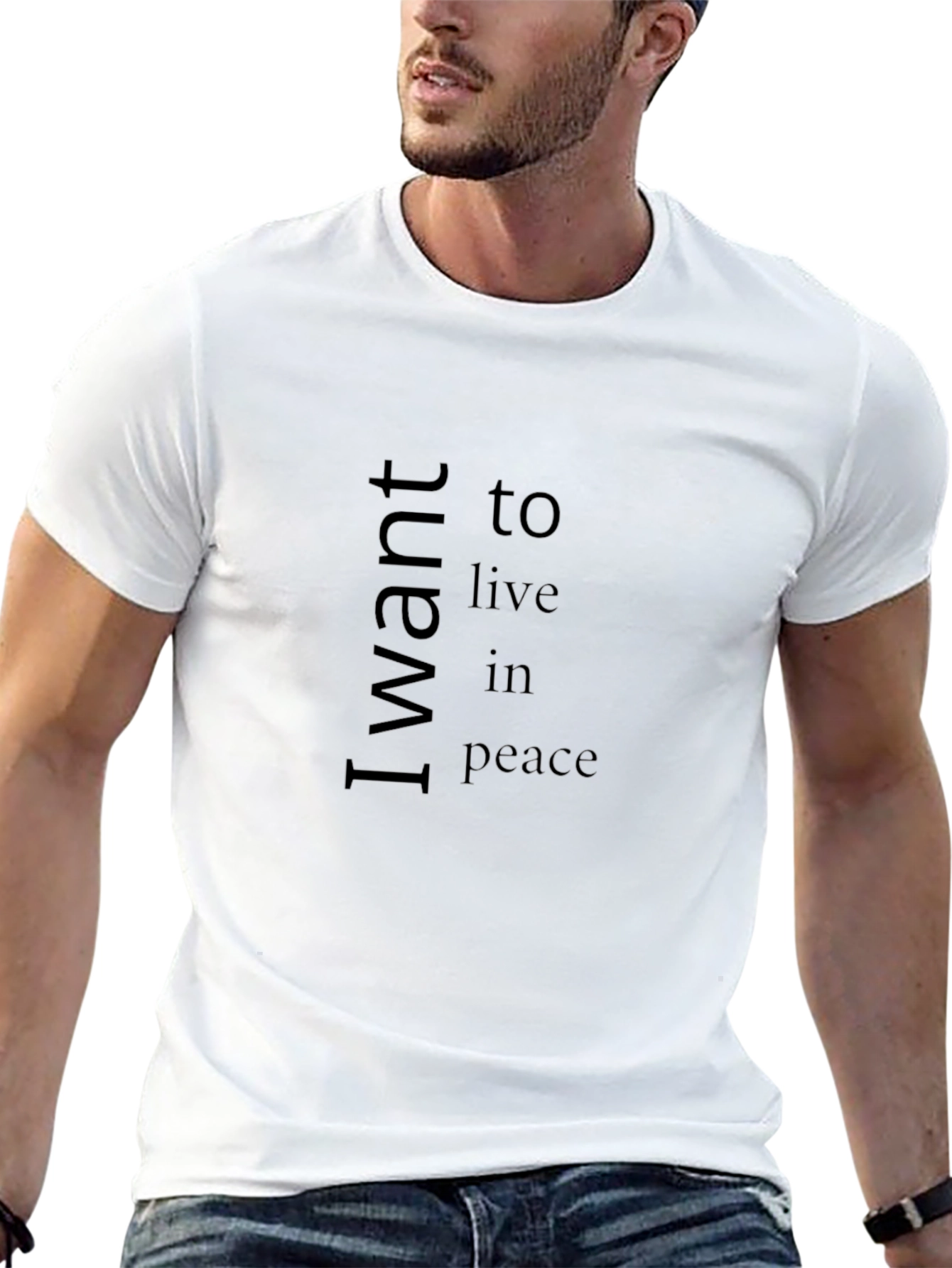 Black I Want To Live In Peace Black T-Shirt view 13
