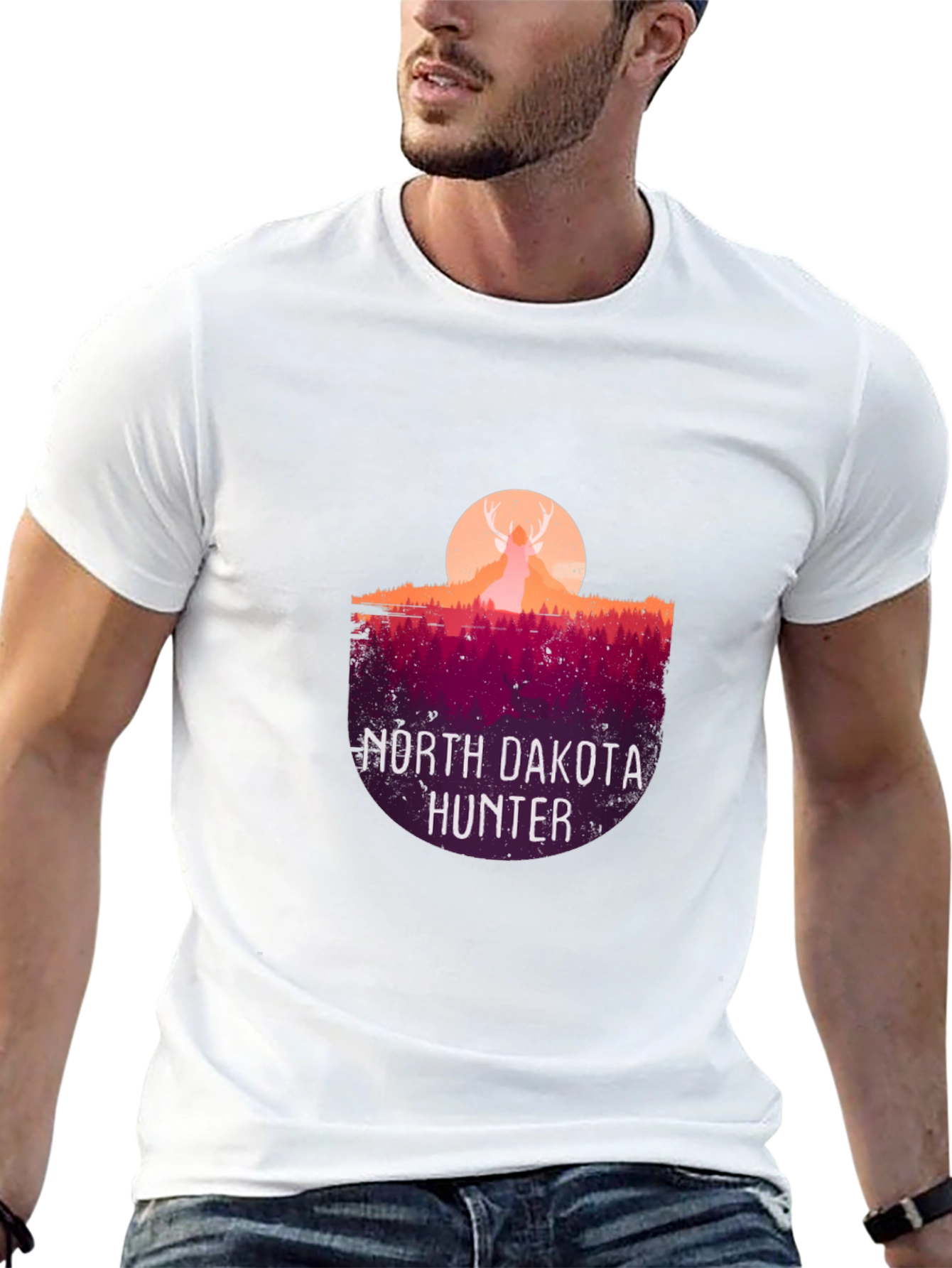 Black North Dakota Hunter Graphic Tee - Stylish Men's T-Shirt view 13