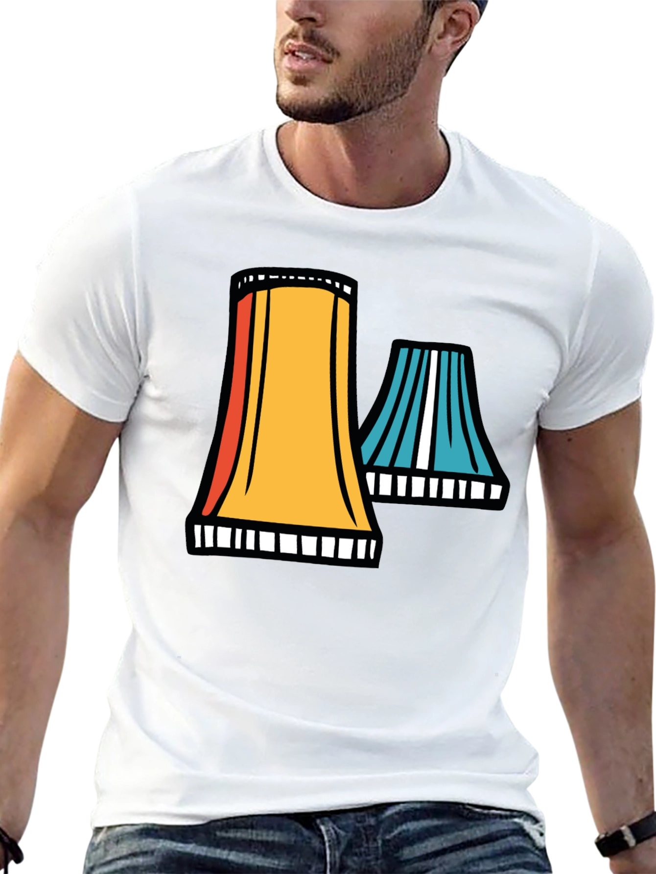 Black Retro Cooling Towers Graphic Tee - Black Cotton Blend view 13