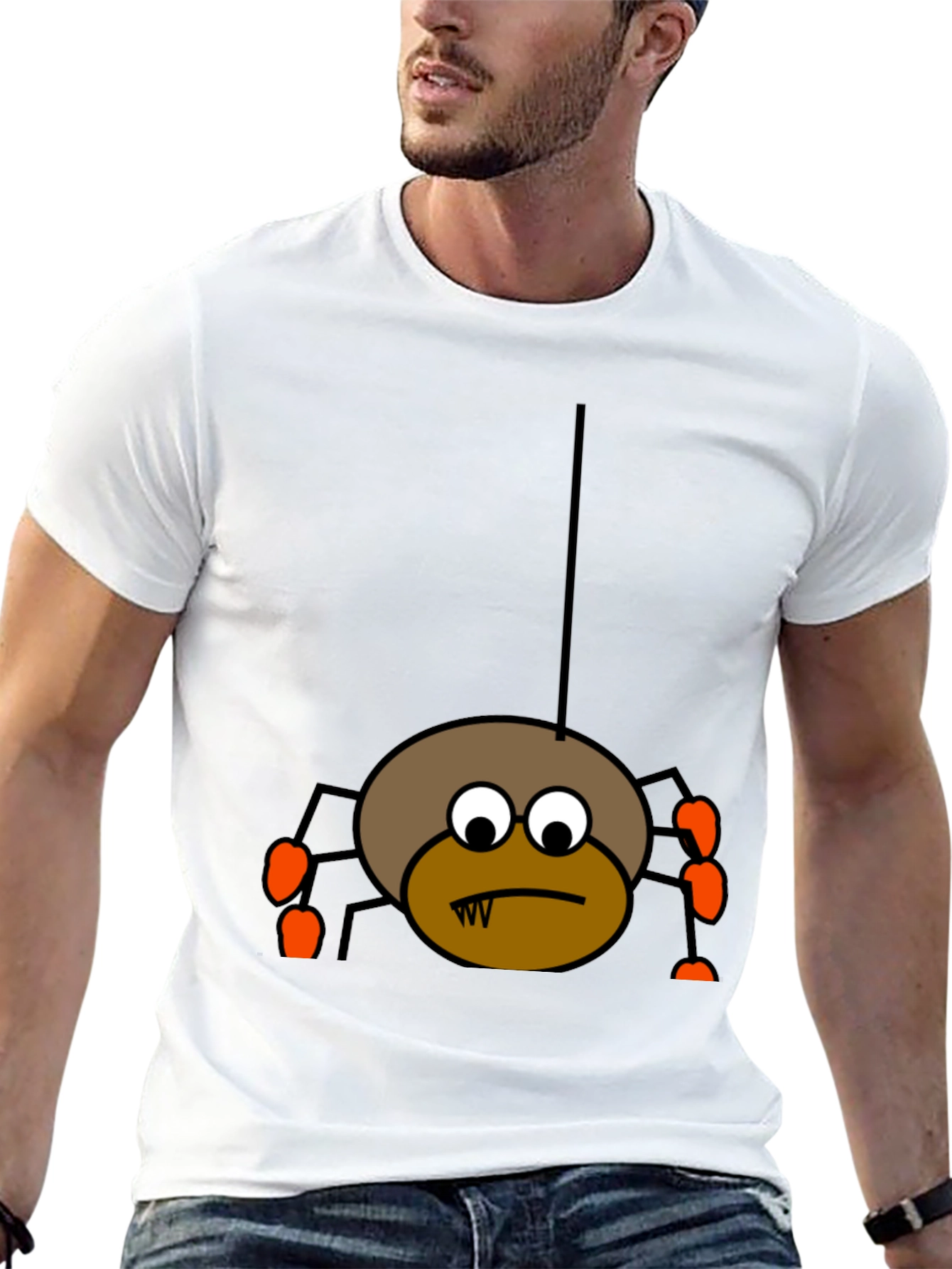 Black Halloween Spider Graphic Tee - Black Cotton T-Shirt view 13