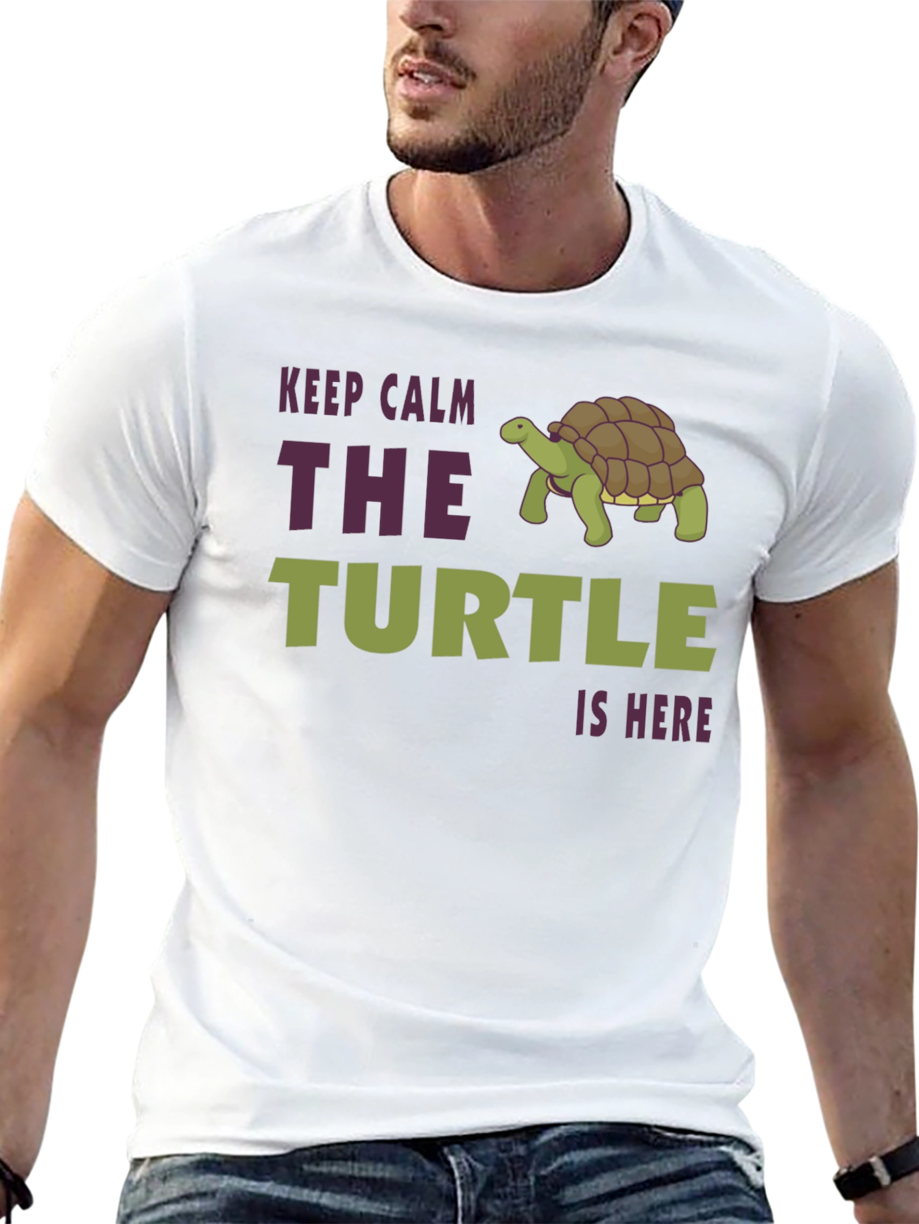 Black Keep Calm The Turtle Is Here Graphic T-Shirt view 13