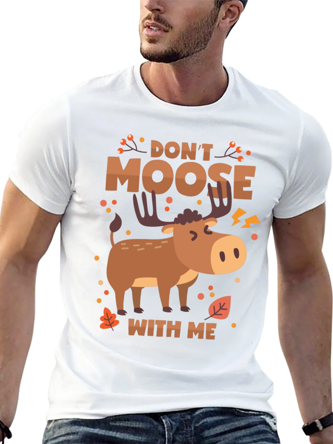Black Don't Moose With Me Funny Graphic T-Shirt view 13
