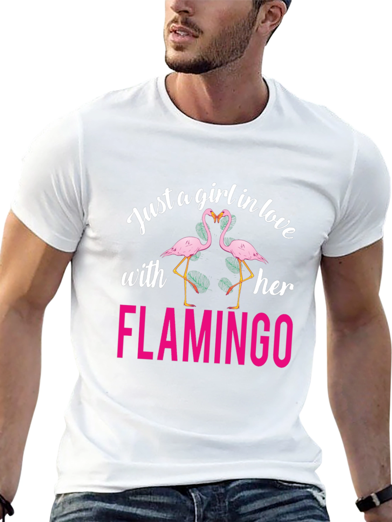 Black Just a Girl in Love with Her Flamingo T-Shirt view 13