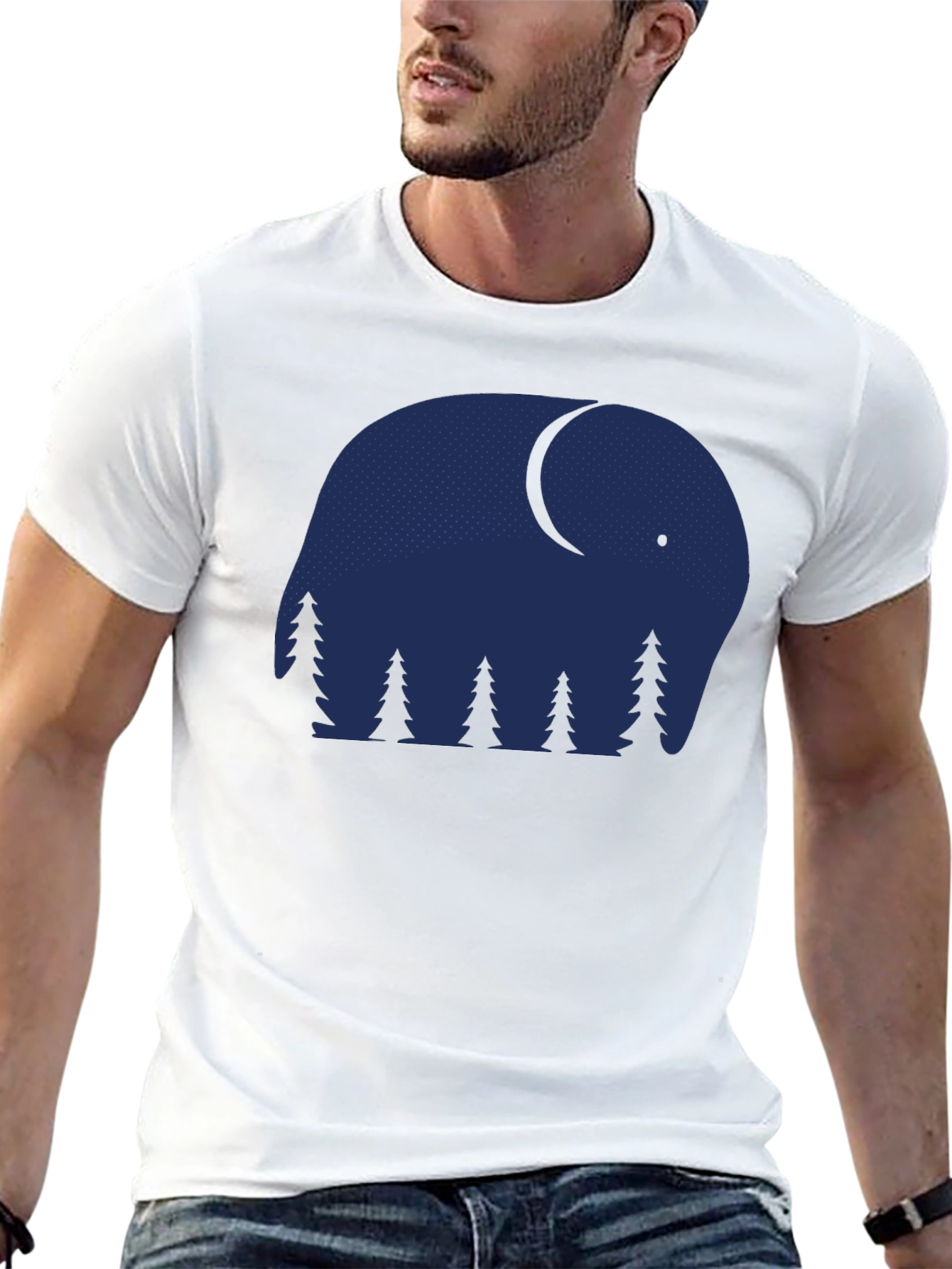 Black Elephant Nightscape Graphic Tee - Stylish & Unique! view 13