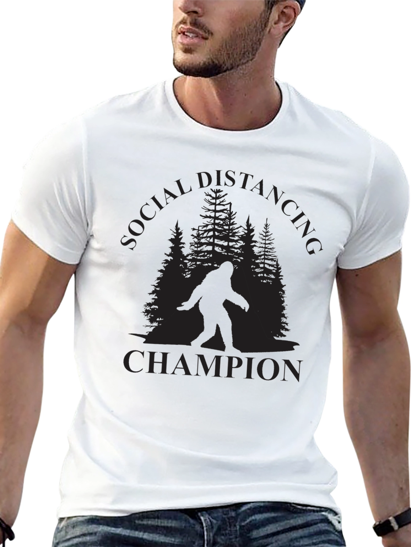 Black Social Distancing Champion Bigfoot T-Shirt view 13