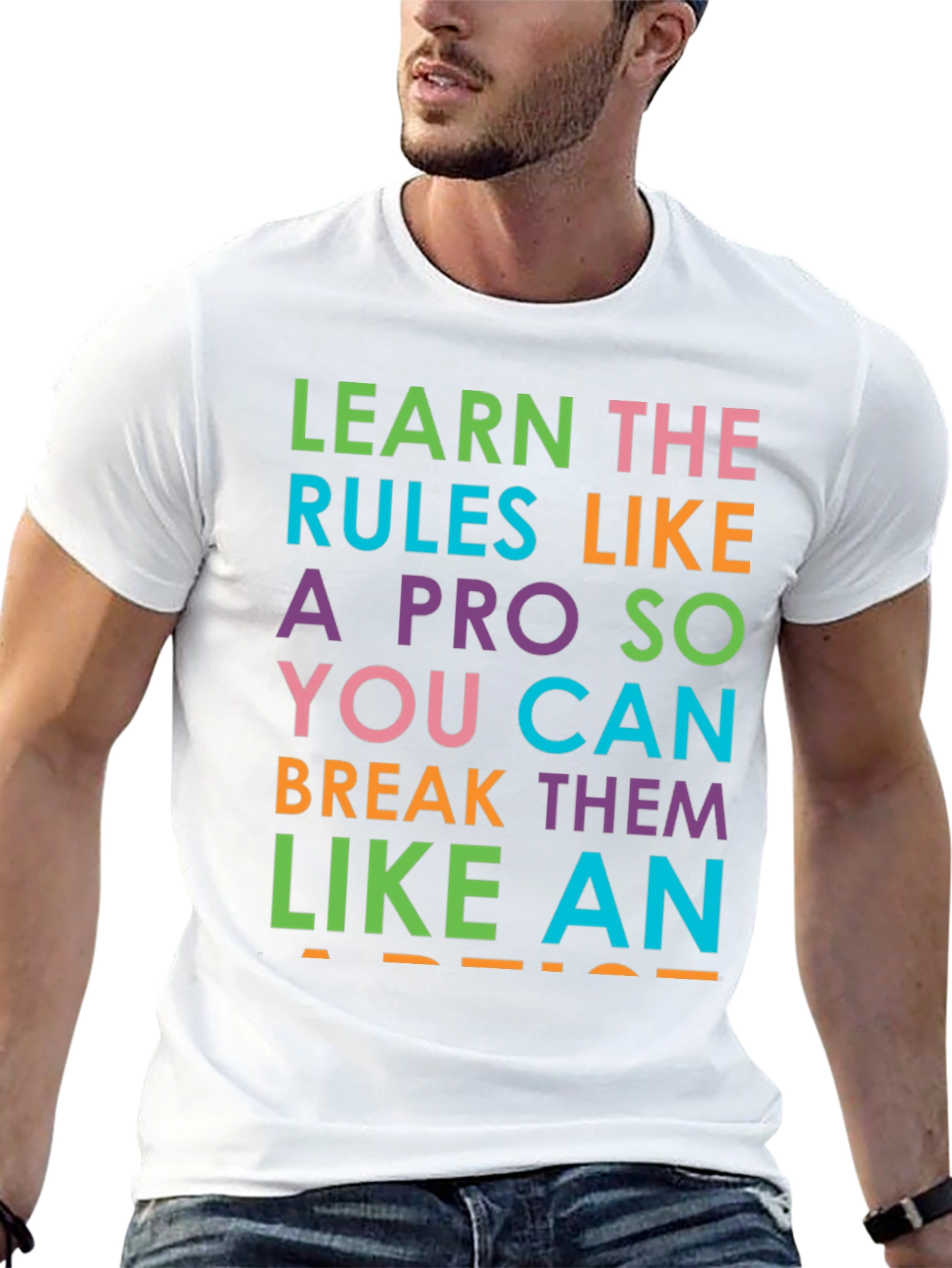 Black Learn the Rules Funny Graphic Tee view 13