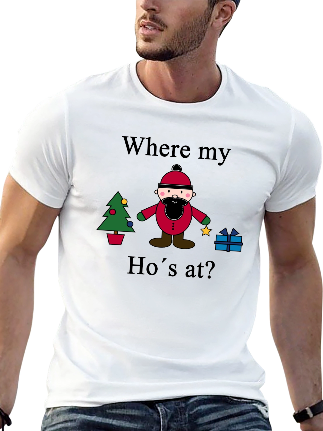 Black "Where My Ho's At?" Christmas T-Shirt view 13