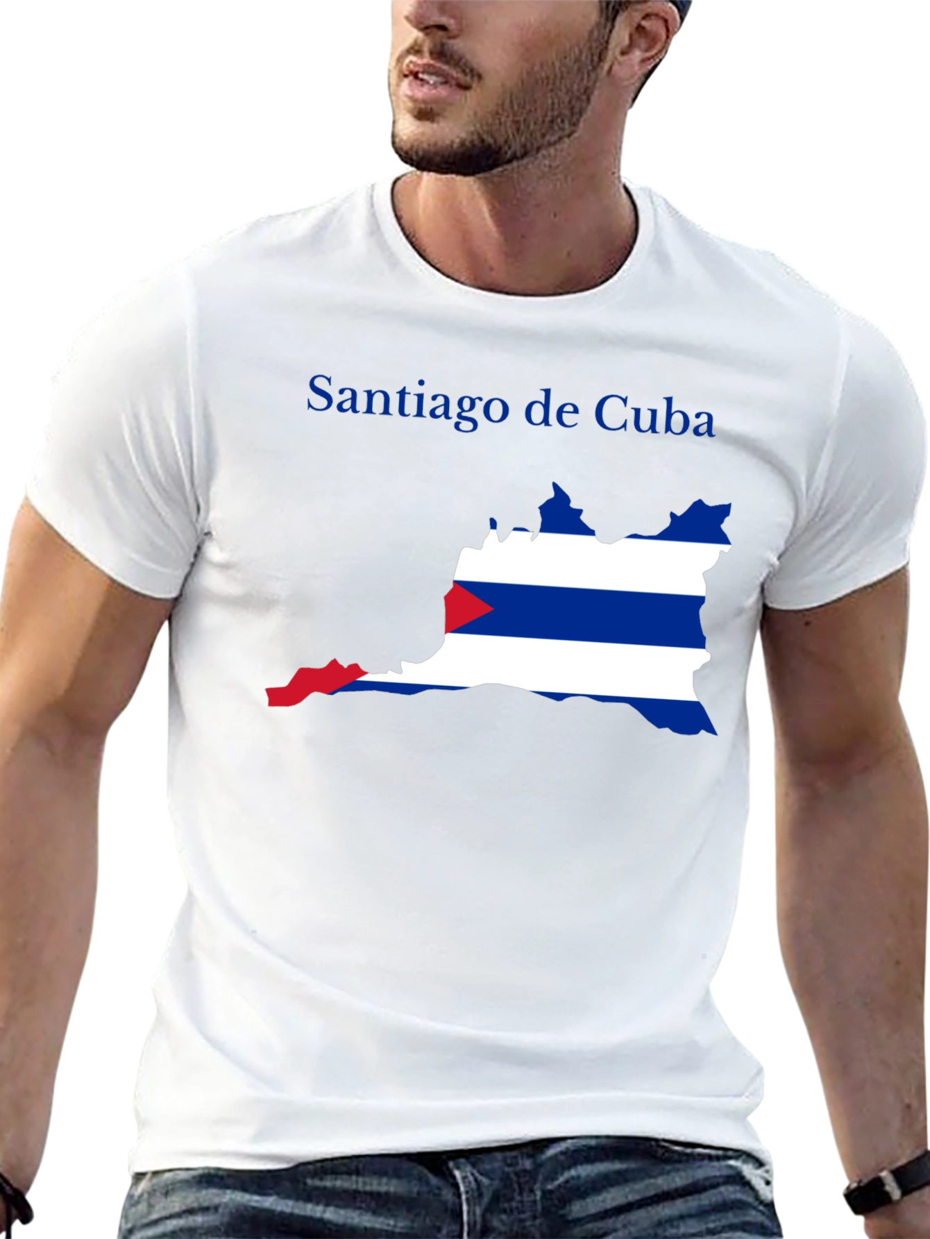 Black Santiago de Cuba Flag Graphic T-Shirt view 13