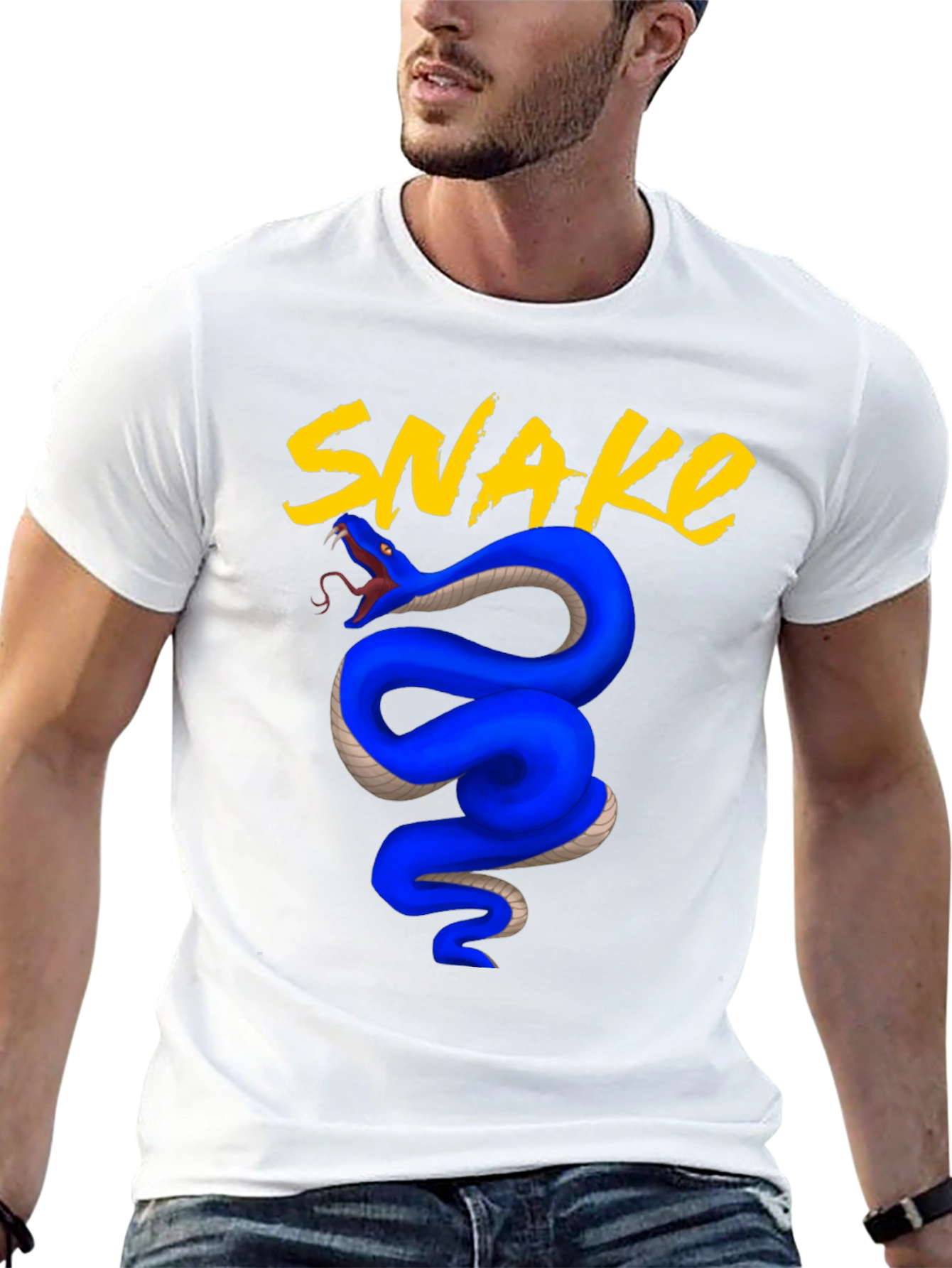 Black Blue Snake Graphic Tee - Bold & Stylish view 13