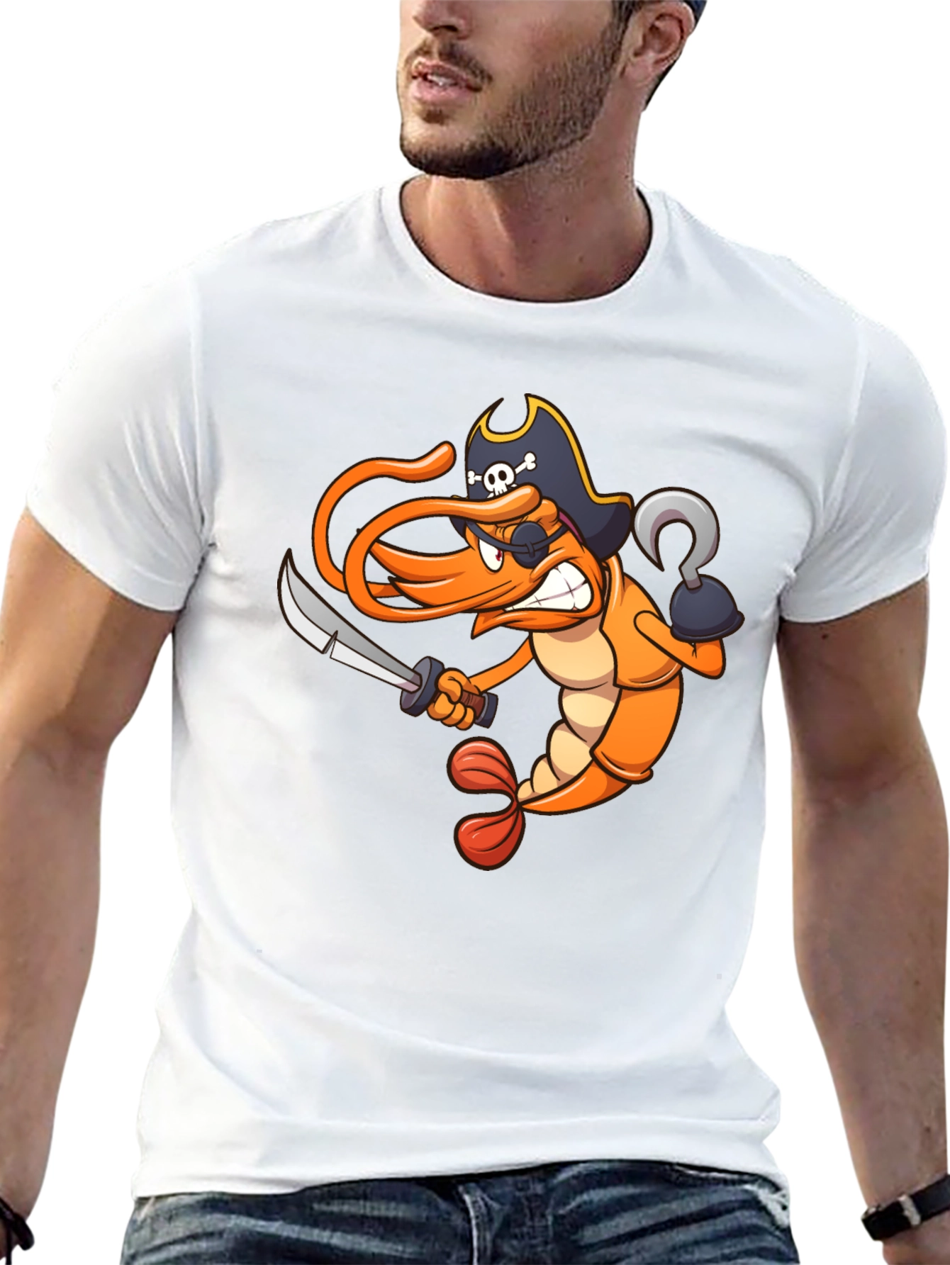 Black Pirate Shrimp Graphic T-Shirt view 13