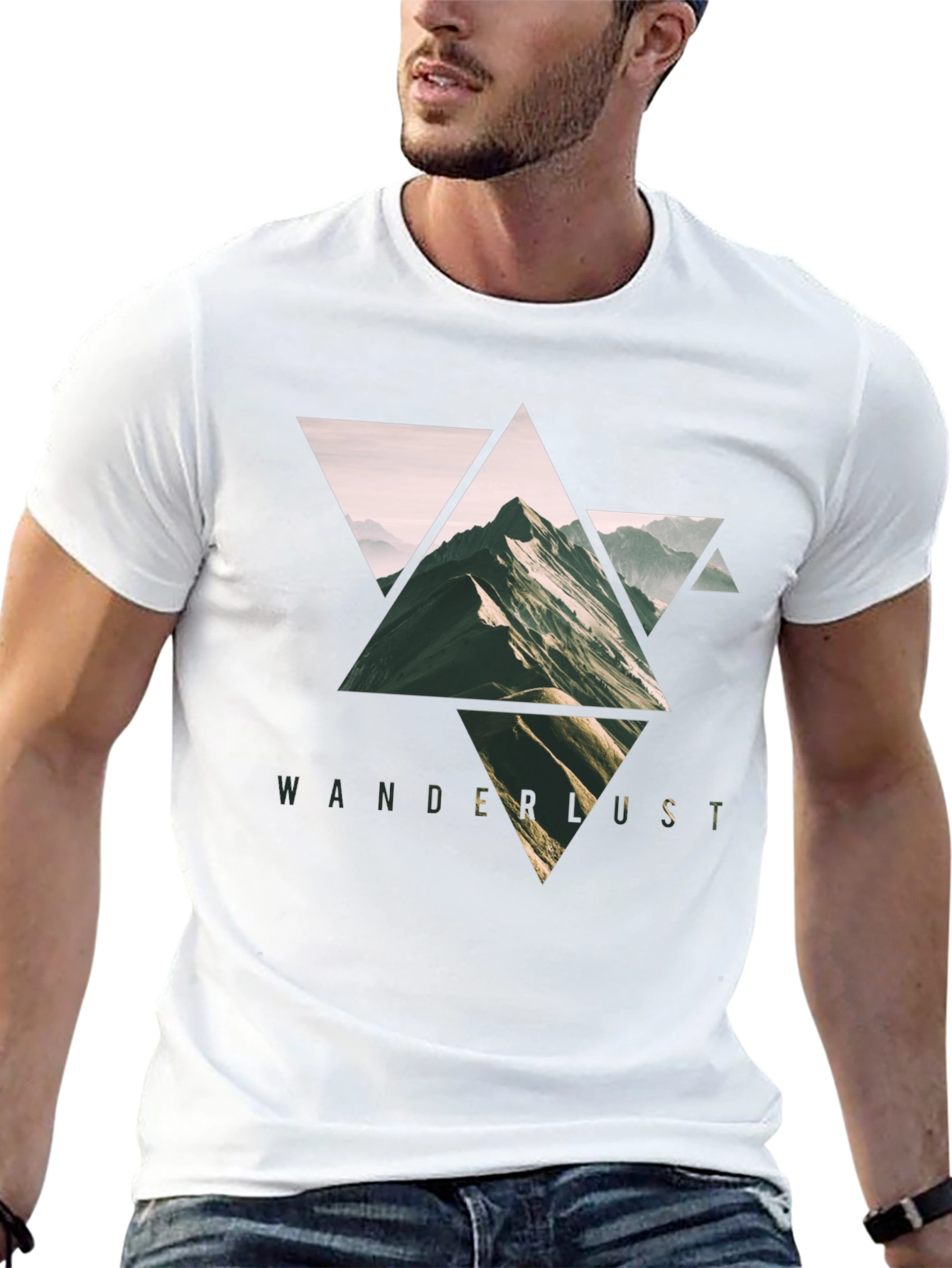 Black Wanderlust Mountain Triangle Graphic Tee - Black view 13