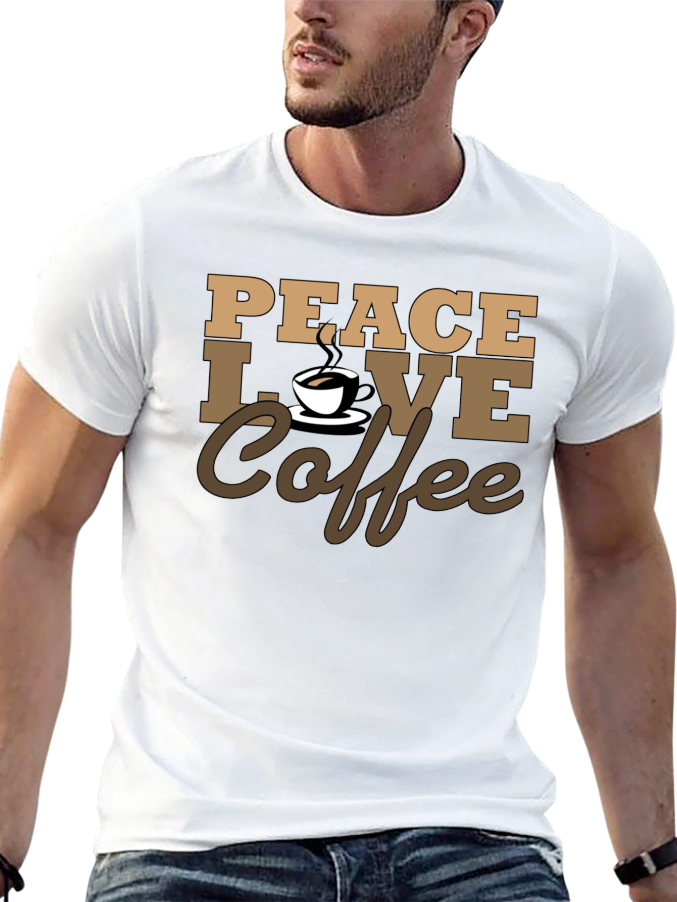 Black Peace Love Coffee T-Shirt - Stylish Casual Tee view 13