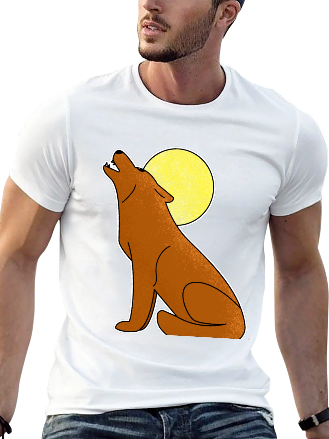 Black Wolf Howling at Moon Graphic Tee - Black view 13