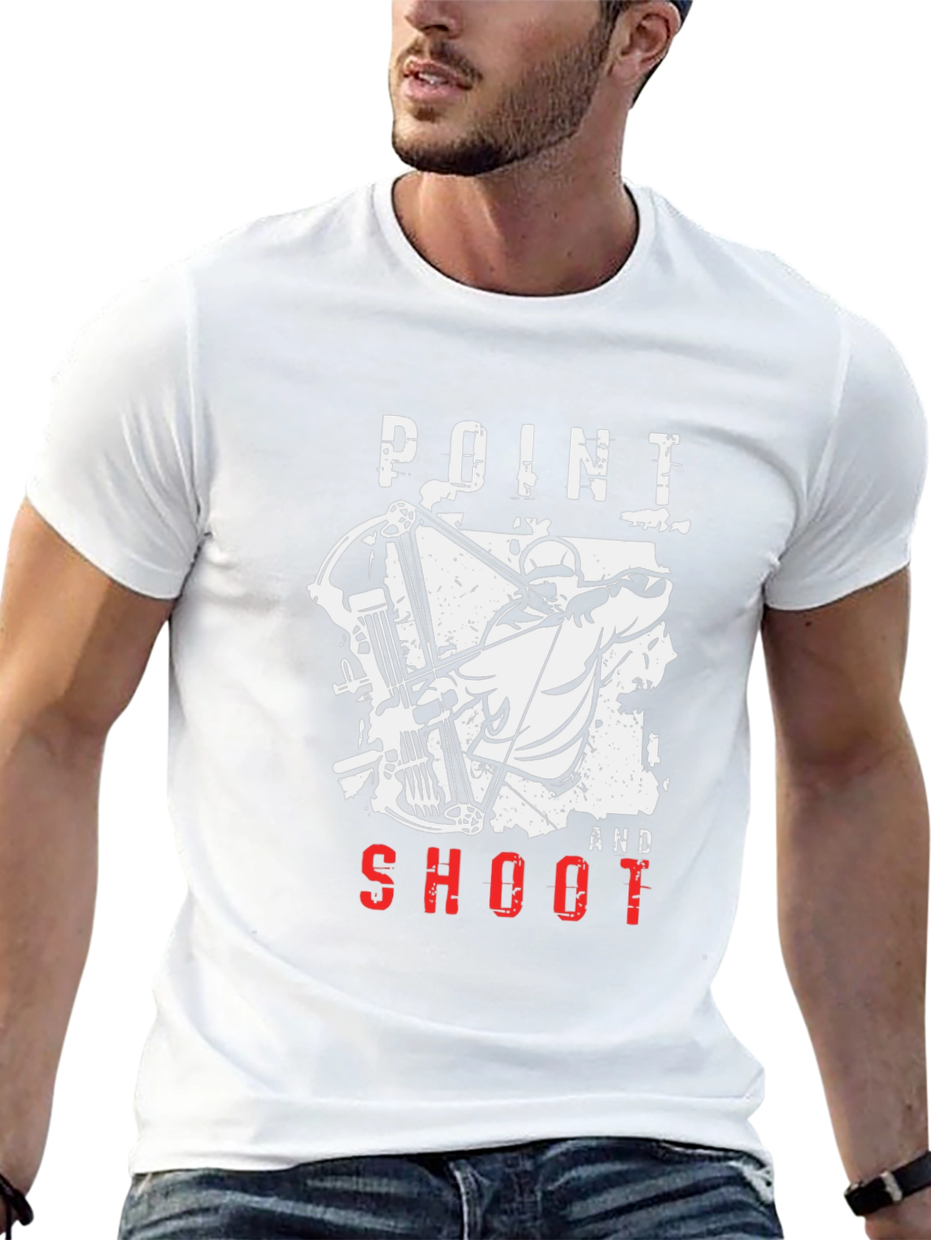 Black Point and Shoot Archer Graphic Tee - Black Cotton T-Shirt view 13