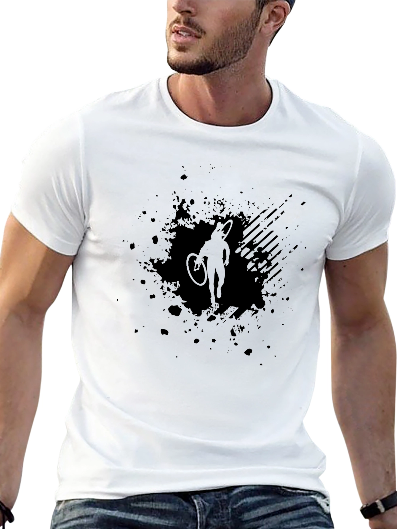 Black Cycling Silhouette Graphic T-Shirt - 13