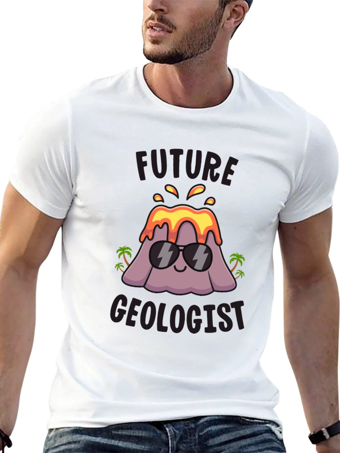 Black Future Geologist T-Shirt - Volcano Design view 13