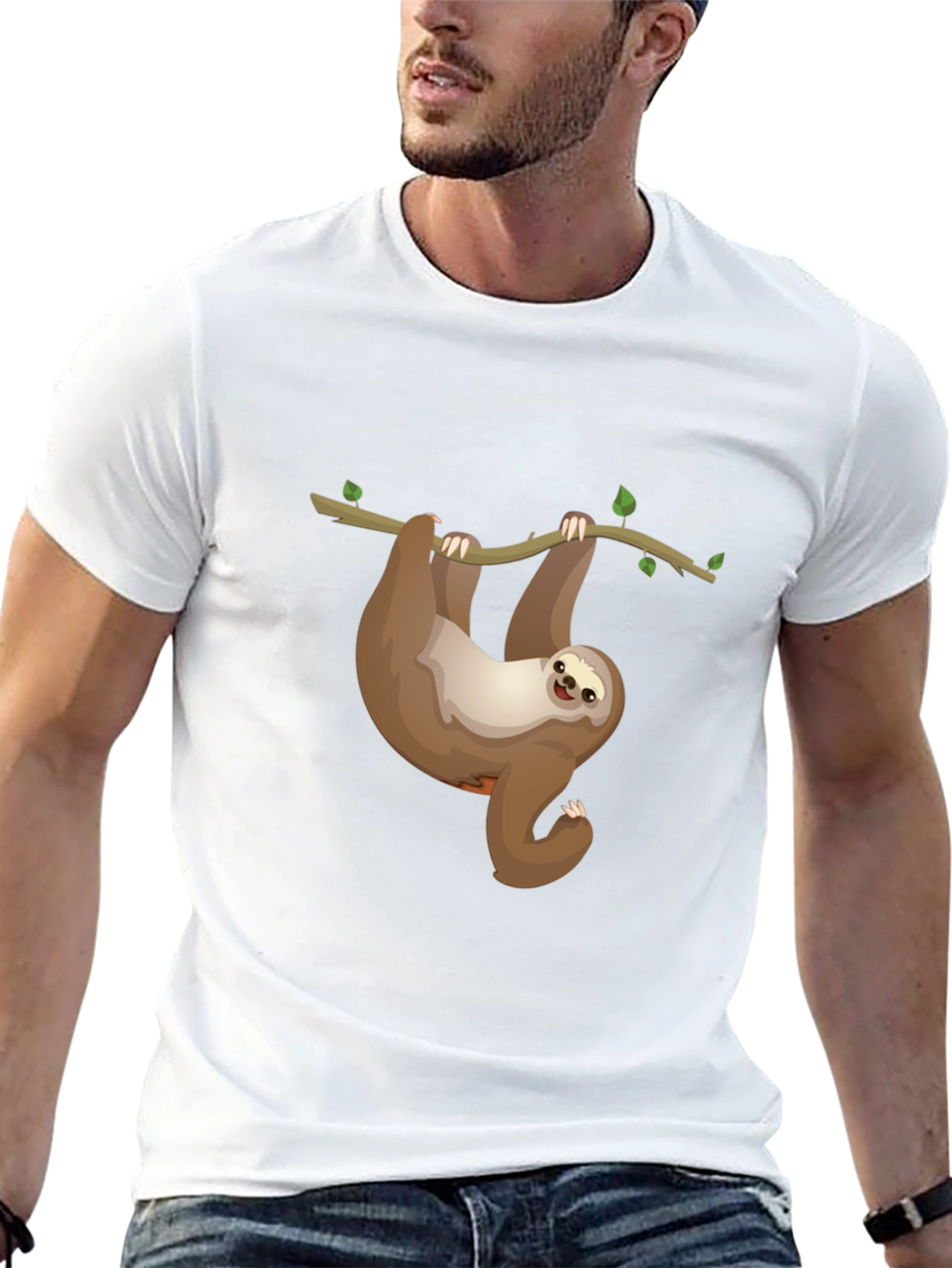 Black Sloth on Branch Graphic T-Shirt view 13