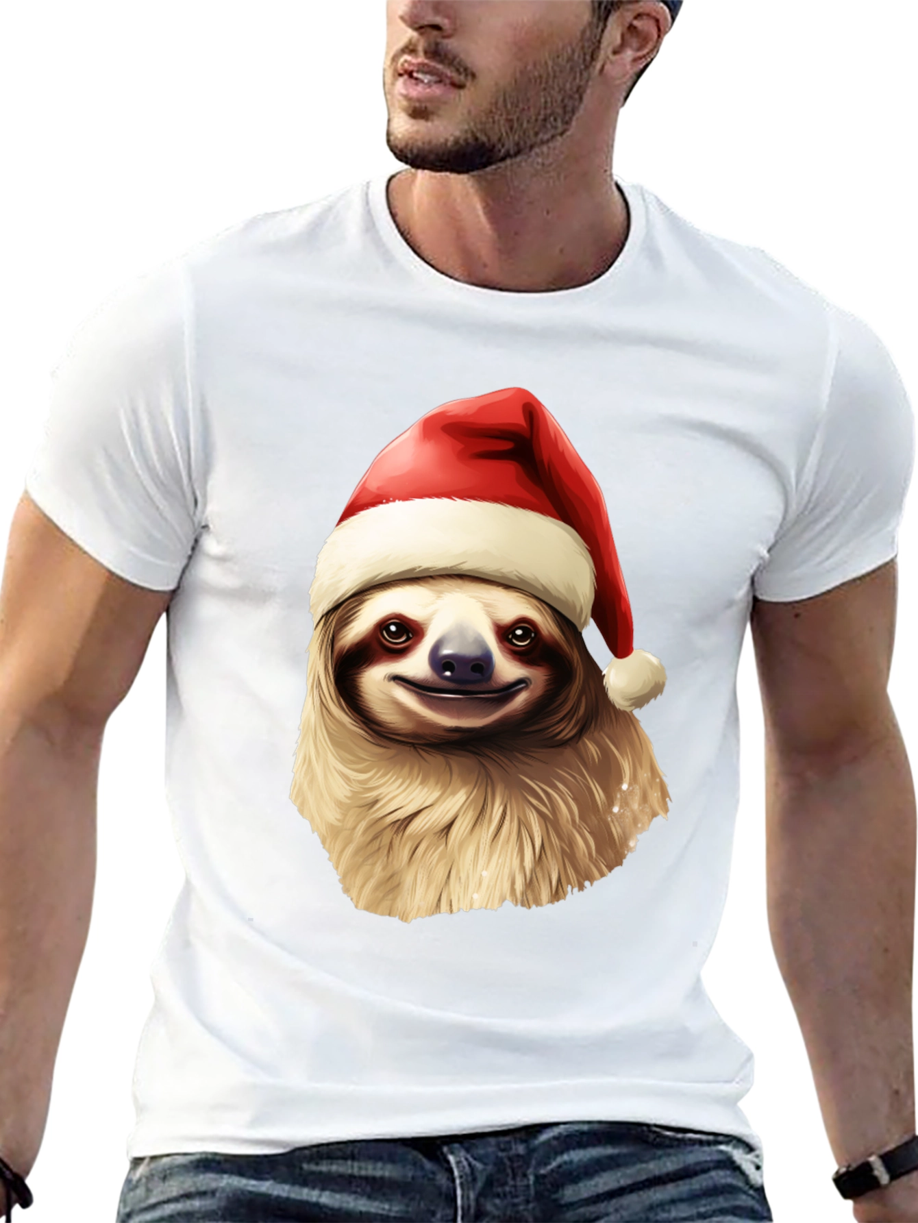 Black Festive Sloth Christmas T-Shirt - Holiday Cheer view 13