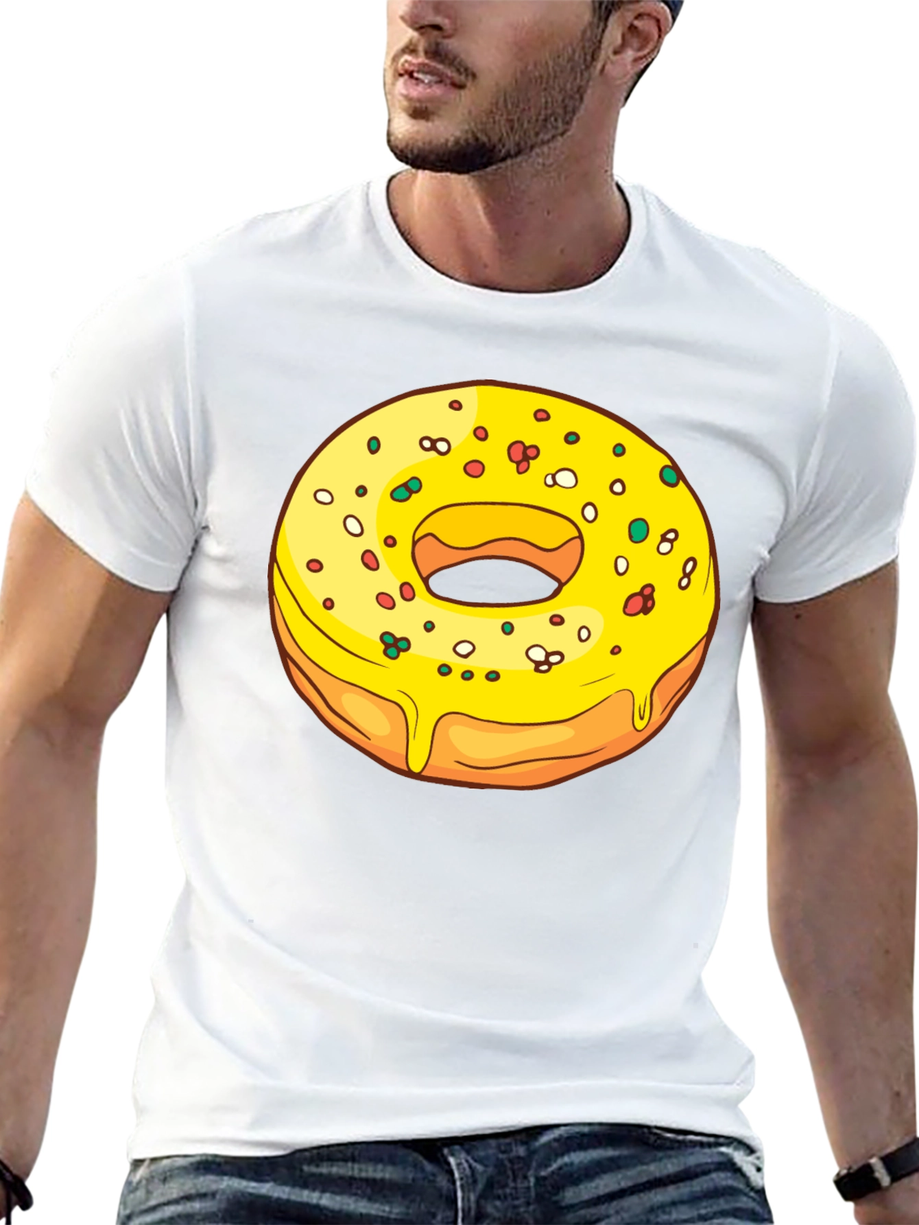 Black Donut Graphic T-Shirt - Black, Casual Wear view 13