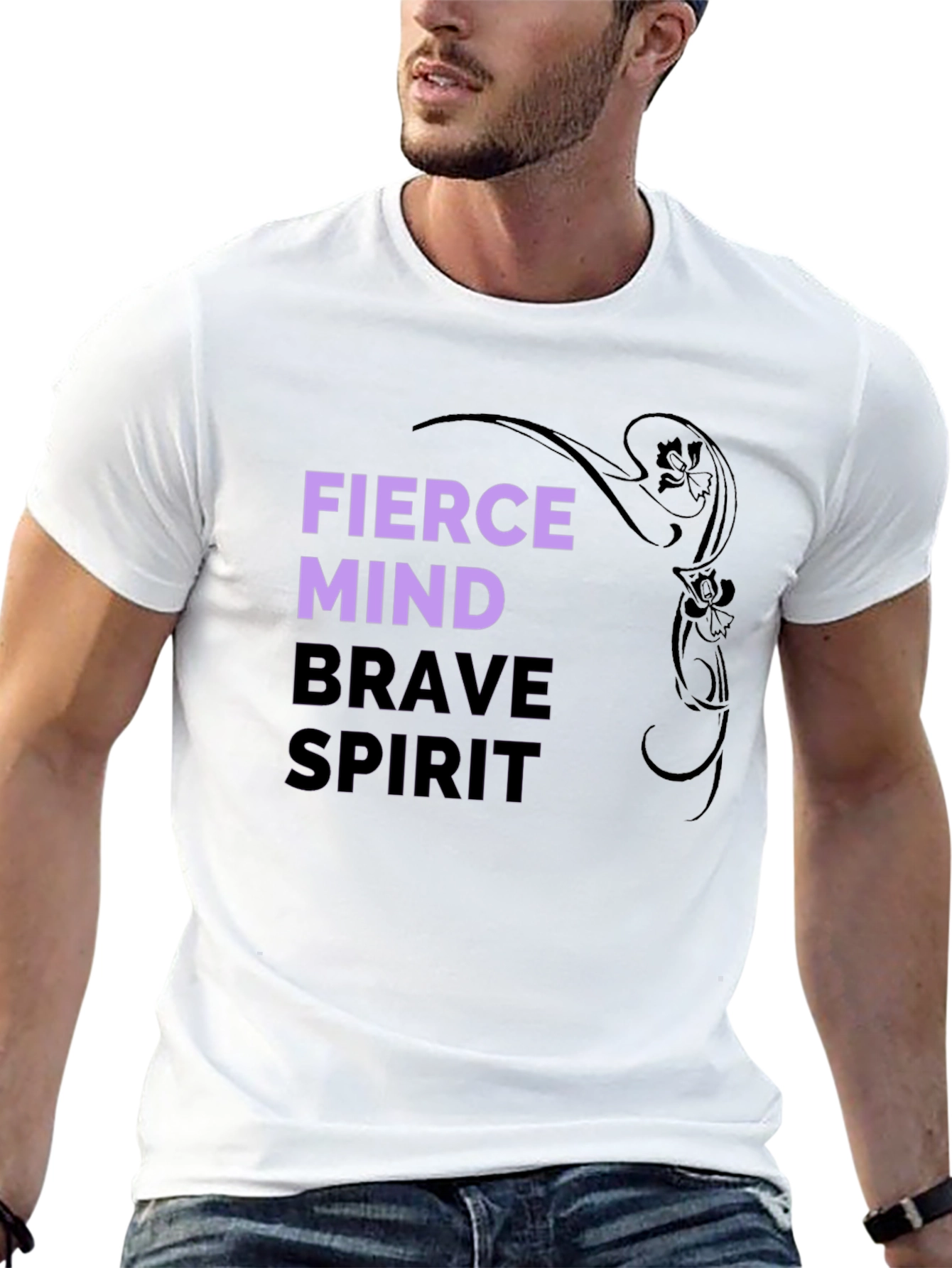 Black Fierce Mind Brave Spirit Graphic T-Shirt view 13