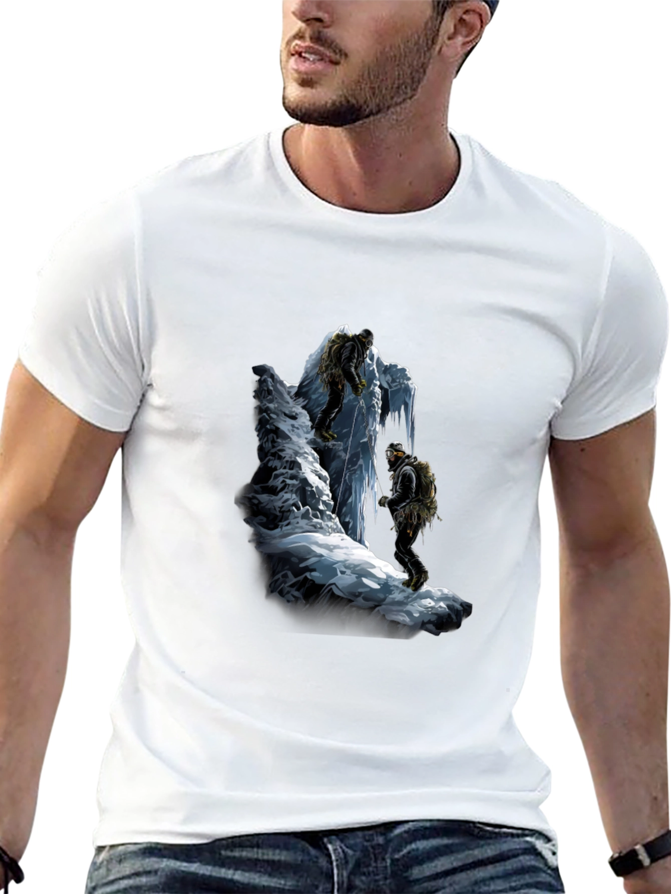 Black Mountain Climber Graphic Tee - Black Cotton T-Shirt view 13