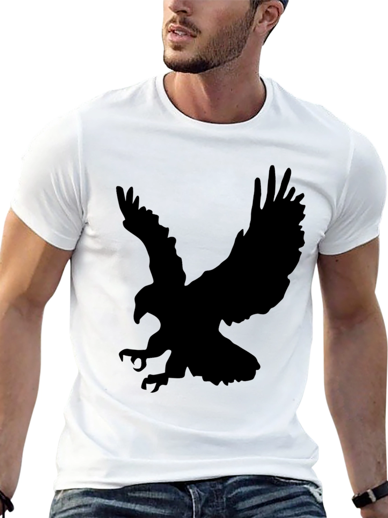 Black Black Eagle Graphic T-Shirt | Men's Casual Tee view 13