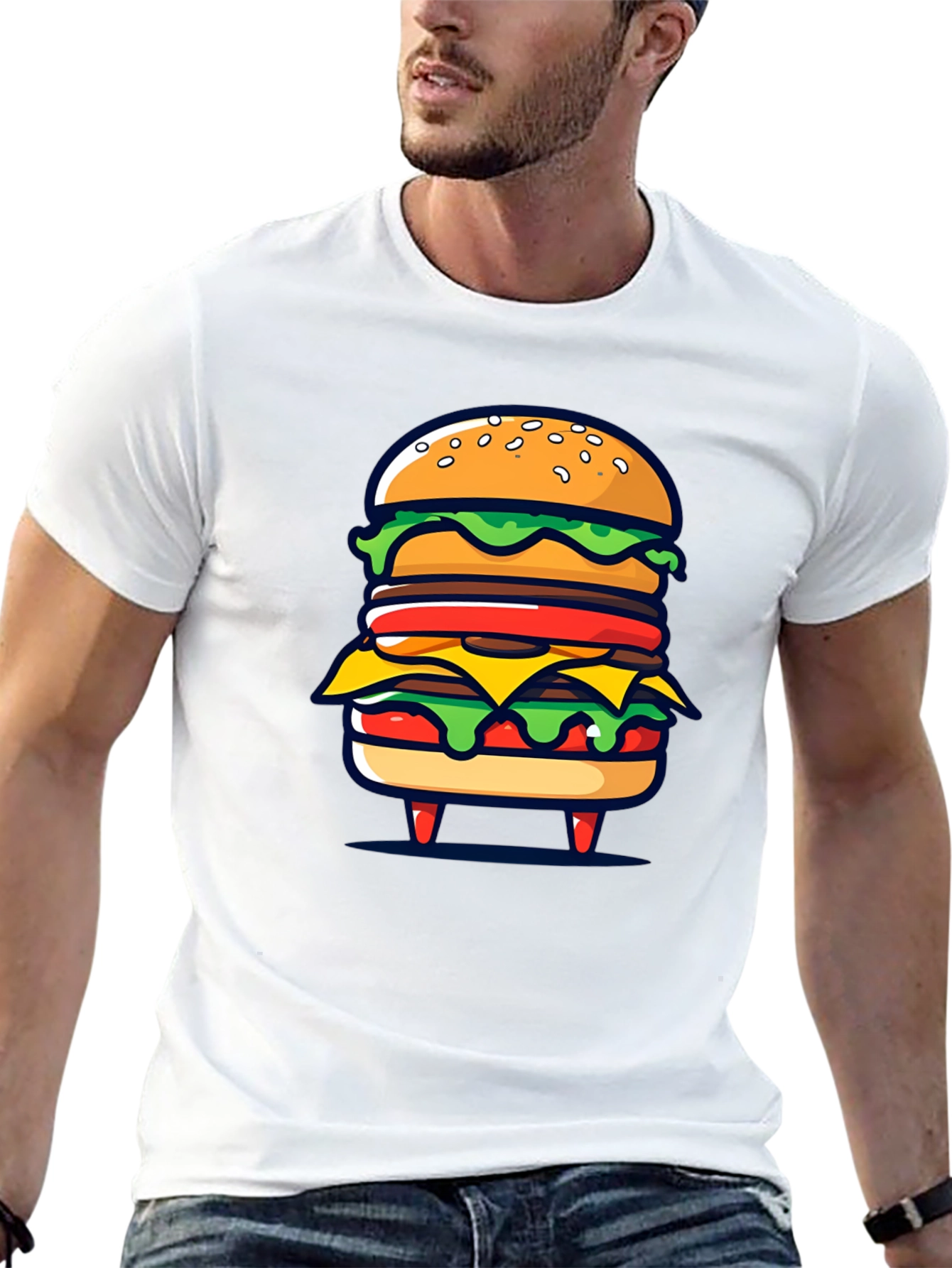 Black Burger Graphic Black T-Shirt view 13