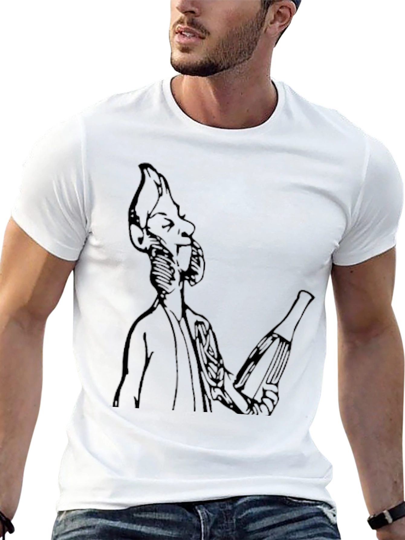 Black Unique Graphic T-Shirt - Quirky Character Design view 13