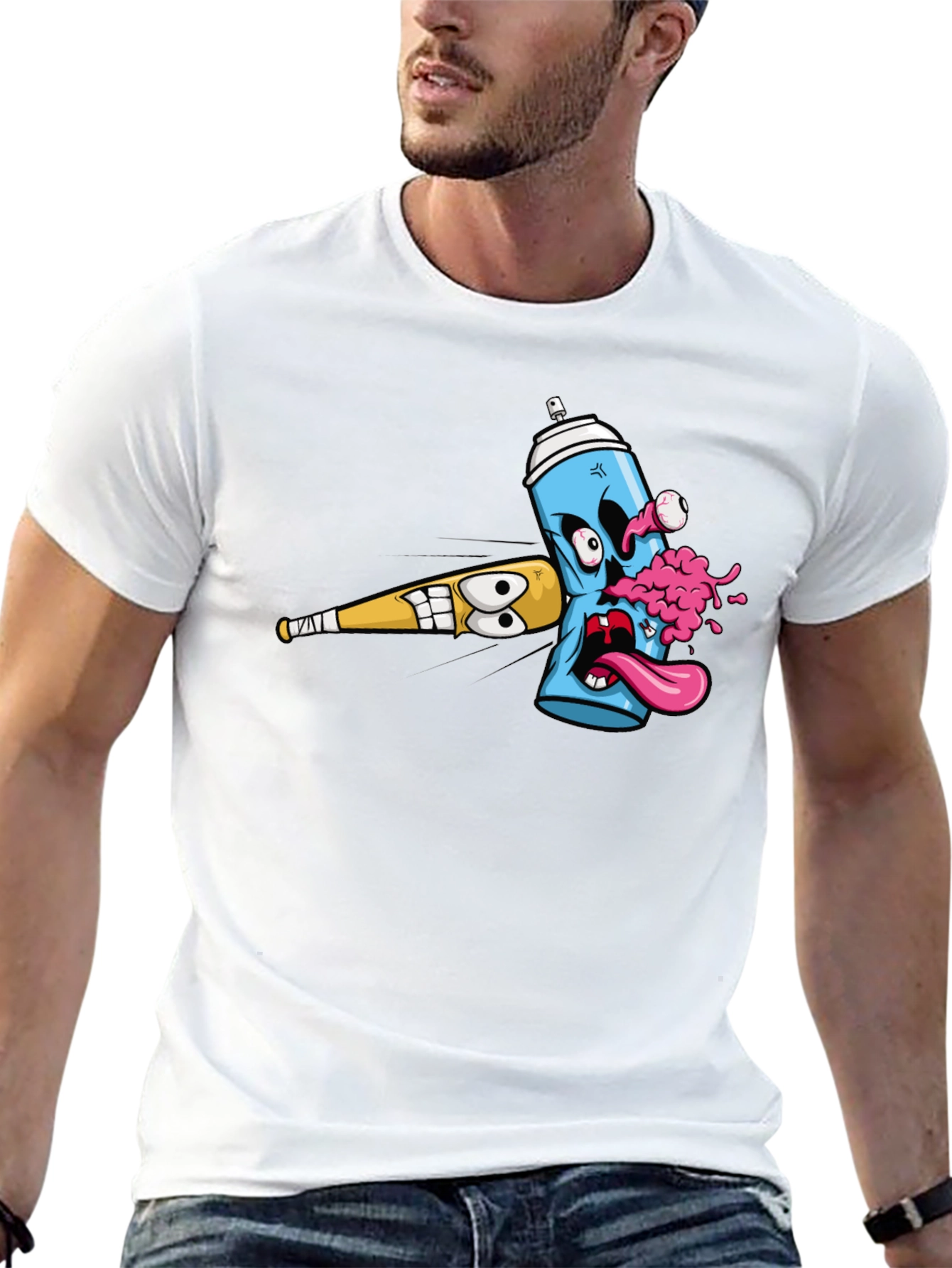 Black Cartoon Graffiti Graphic Tee view 13