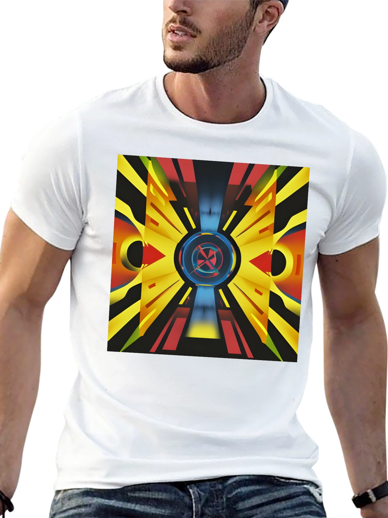 Black Abstract Geometric Graphic Print Tee view 13