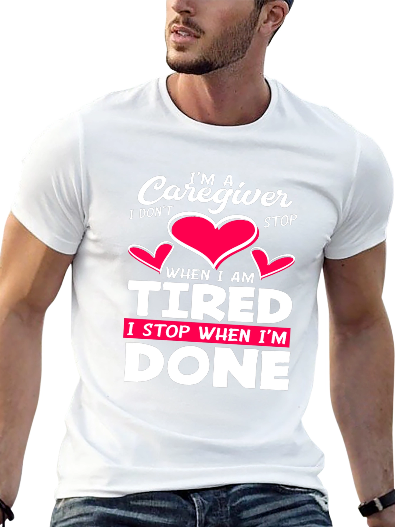 Black Caregiver T-Shirt: I Don't Stop When I'm Tired, I Stop When I'm Done view 13