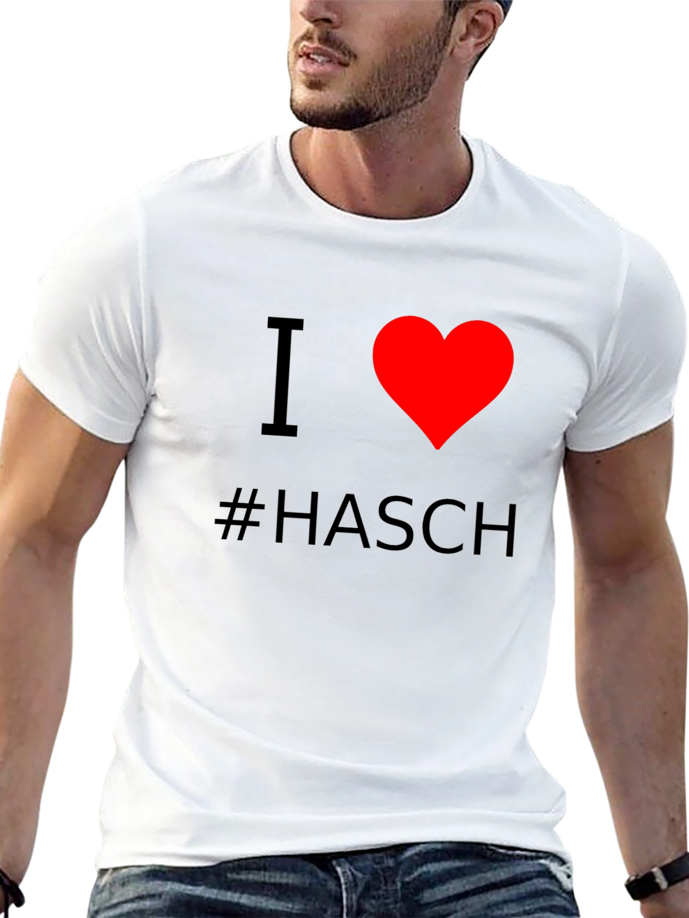 Black I Heart #Hasch T-Shirt - Black Cotton Casual Tee view 13