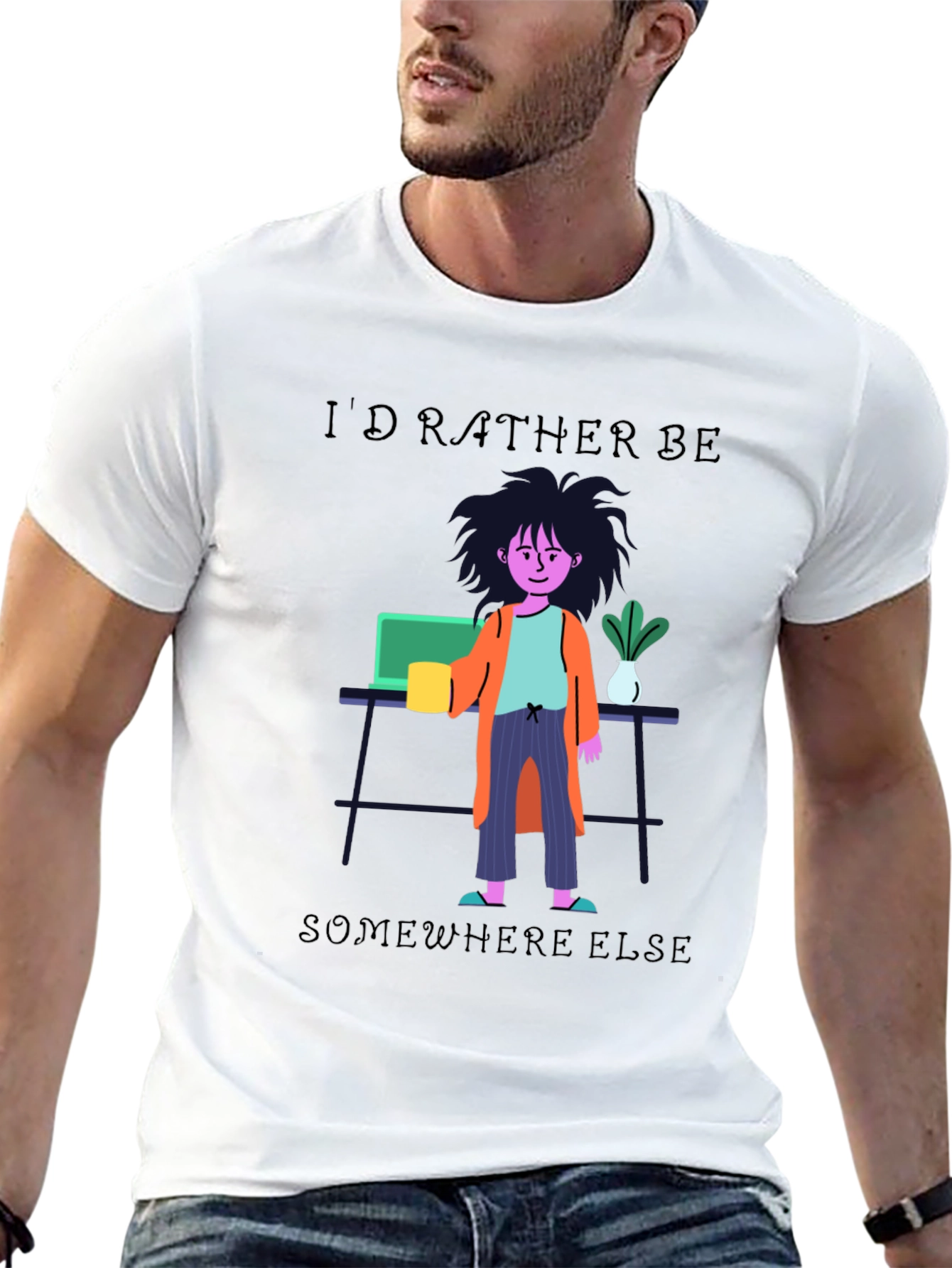 Black I'd Rather Be Elsewhere T-Shirt view 13
