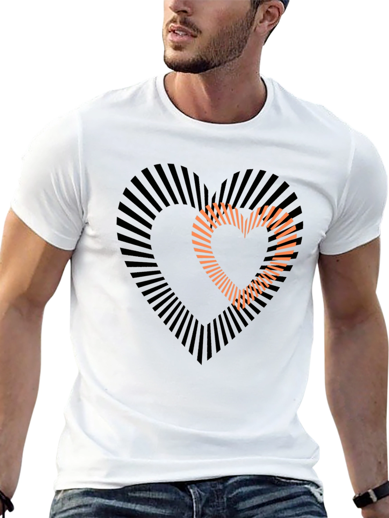 Black Stylish Heart Graphic Black T-Shirt view 13