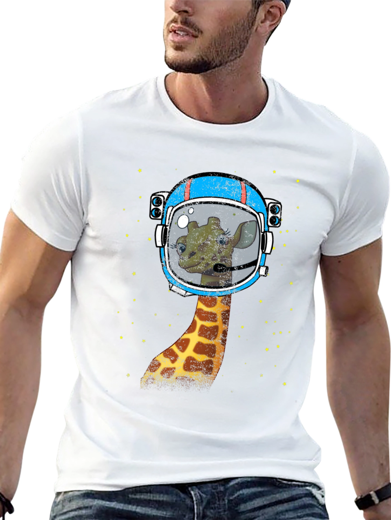 Black Giraffe Astronaut Graphic T-Shirt - Space Explorer view 13