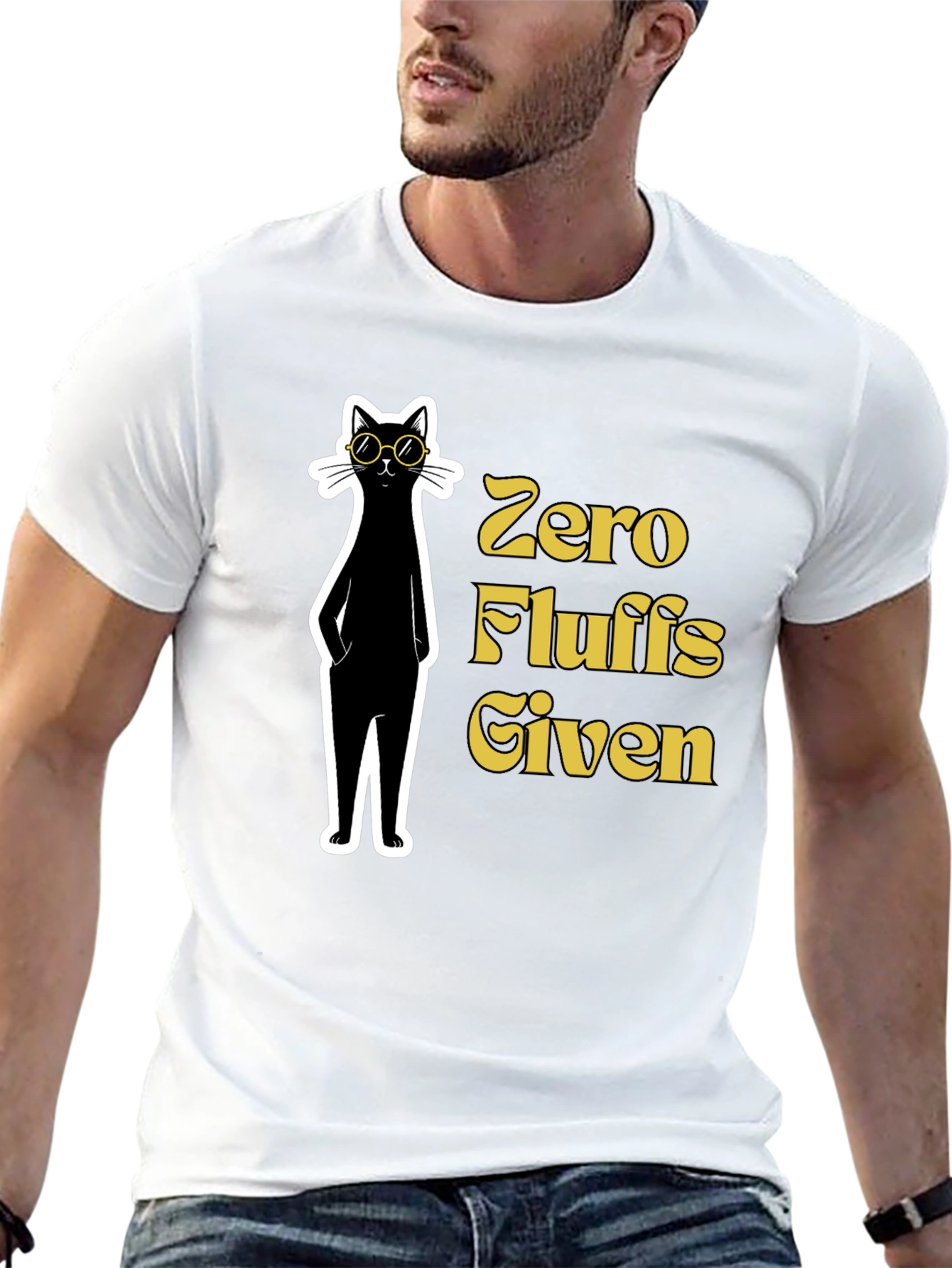 Black Zero Fluffs Given Cat Graphic T-Shirt view 13
