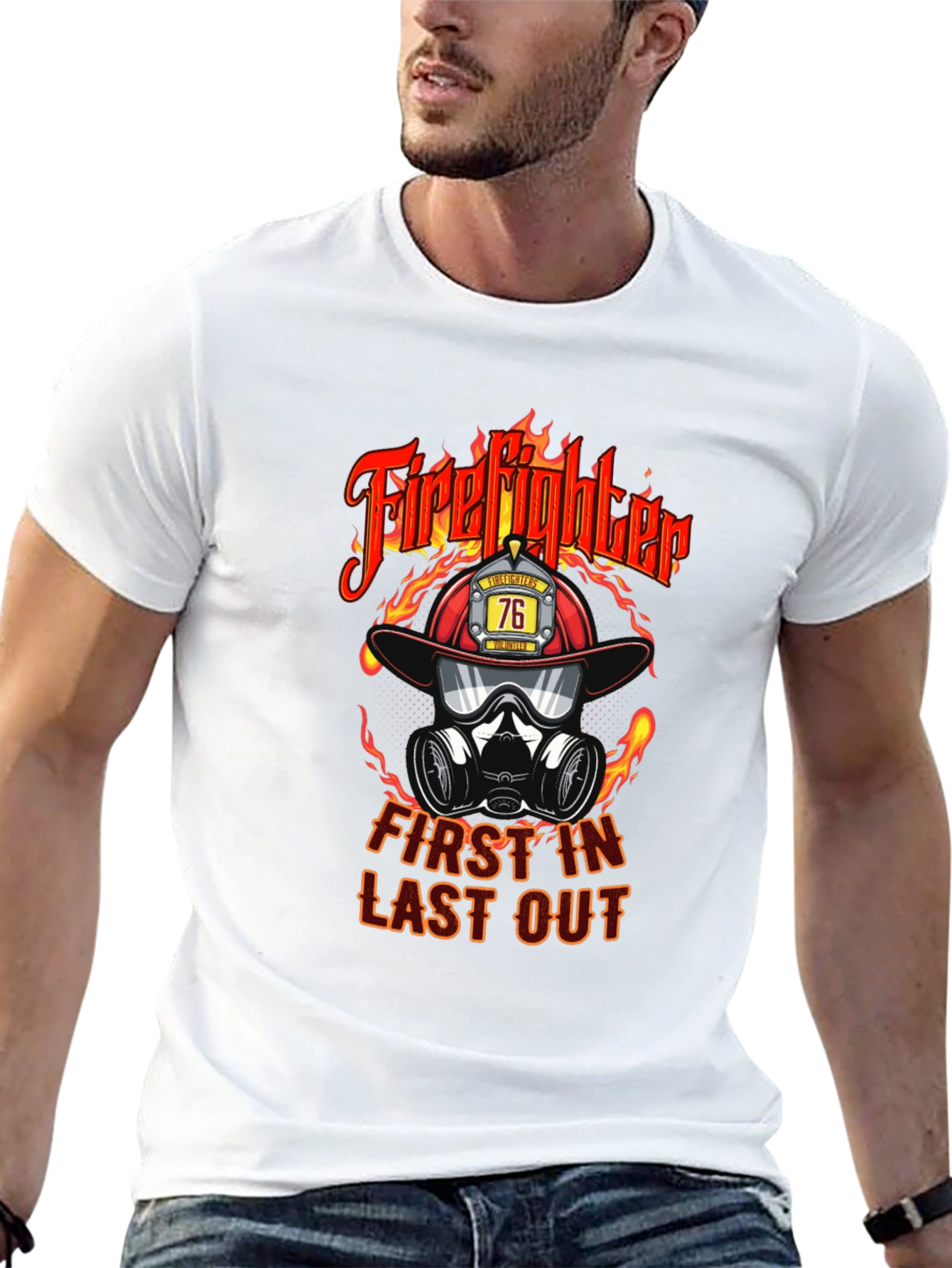 Black Firefighter First In Last Out Graphic T-Shirt view 13