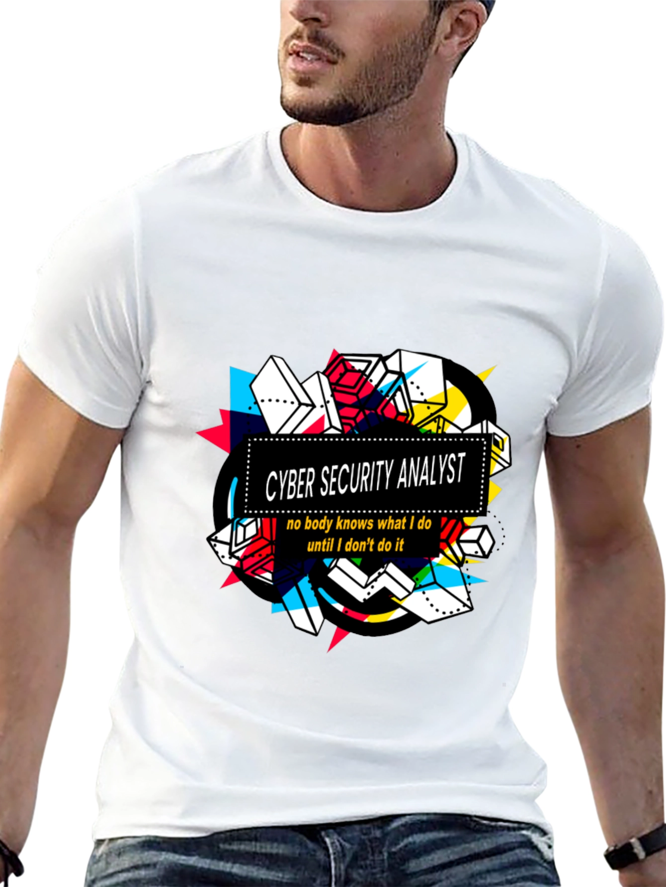 Black Cyber Security Analyst Graphic T-Shirt view 13