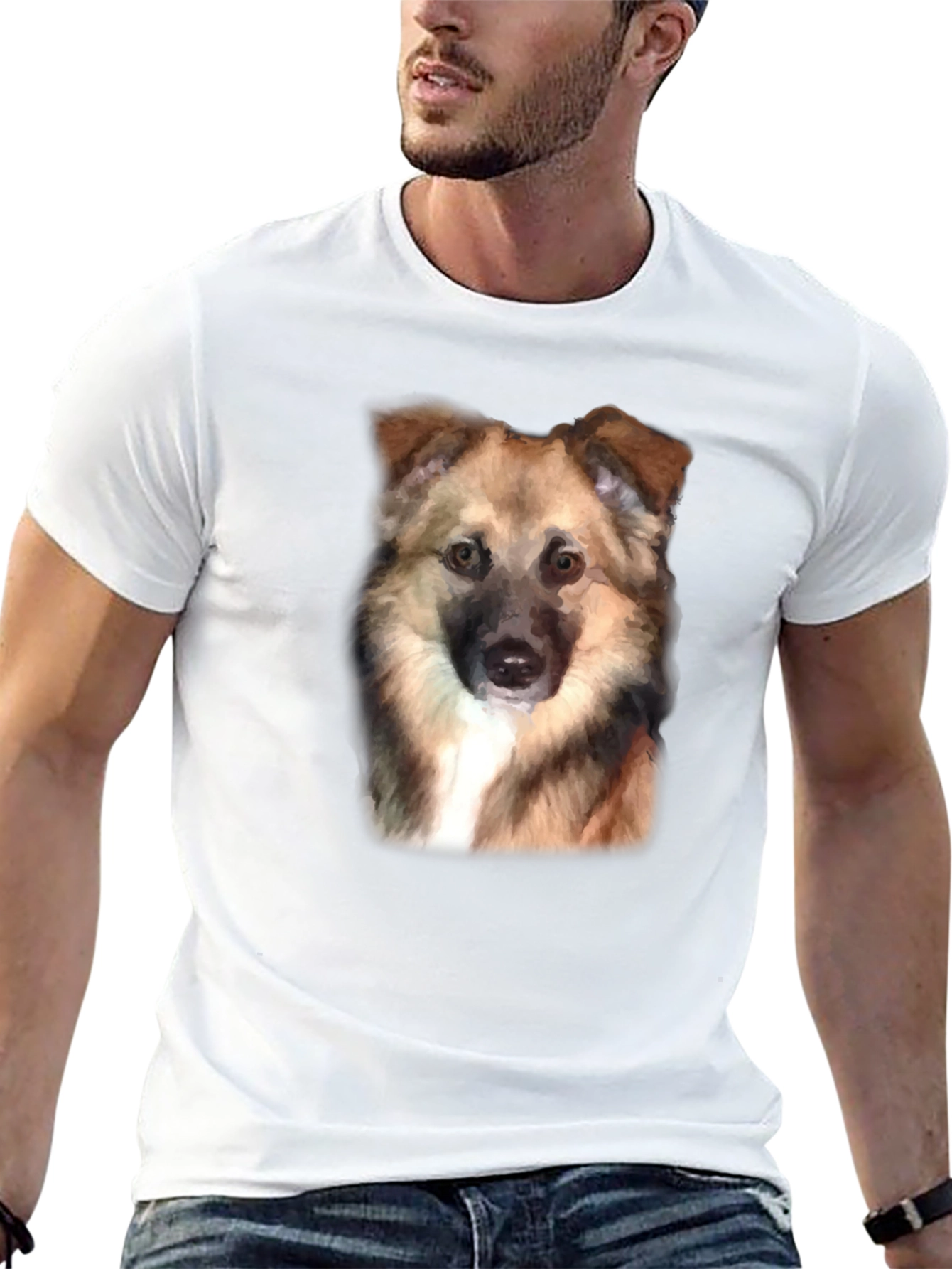 Black Dog Portrait Black T-Shirt view 13