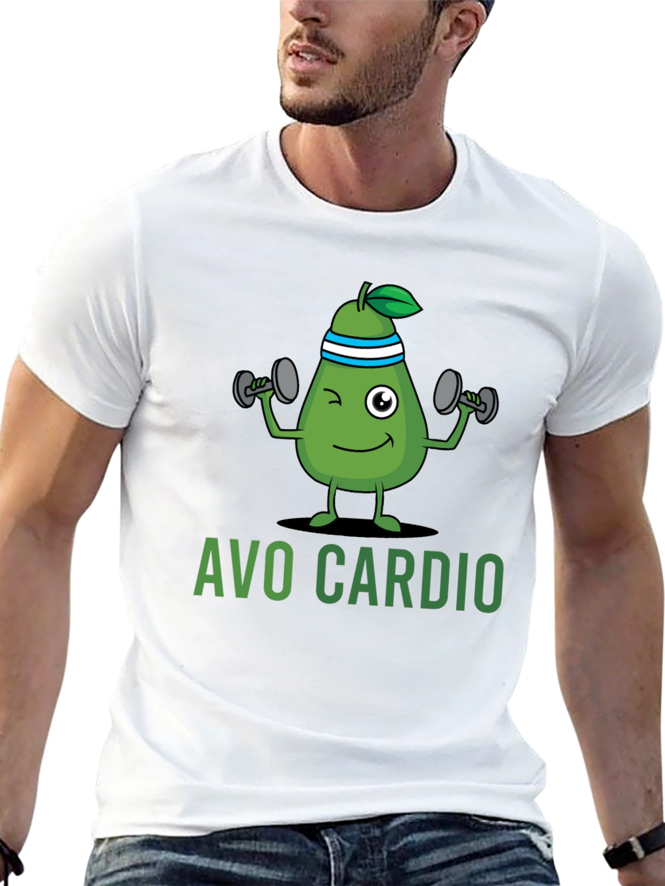 Black Avo Cardio Black T-Shirt - Workout Avocado Design view 13