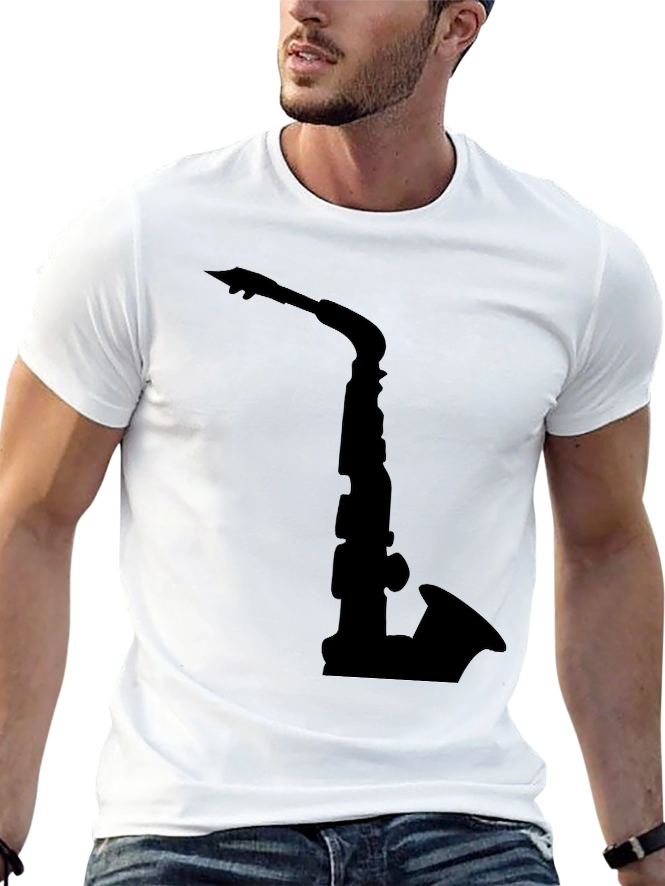Black Saxophone Graphic Tee - Black Cotton Comfort view 13