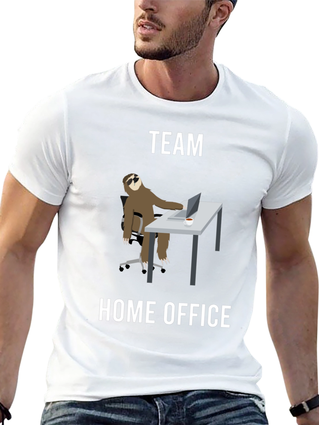 Black Team Home Office Sloth T-Shirt - Funny Work From Home Tee view 13