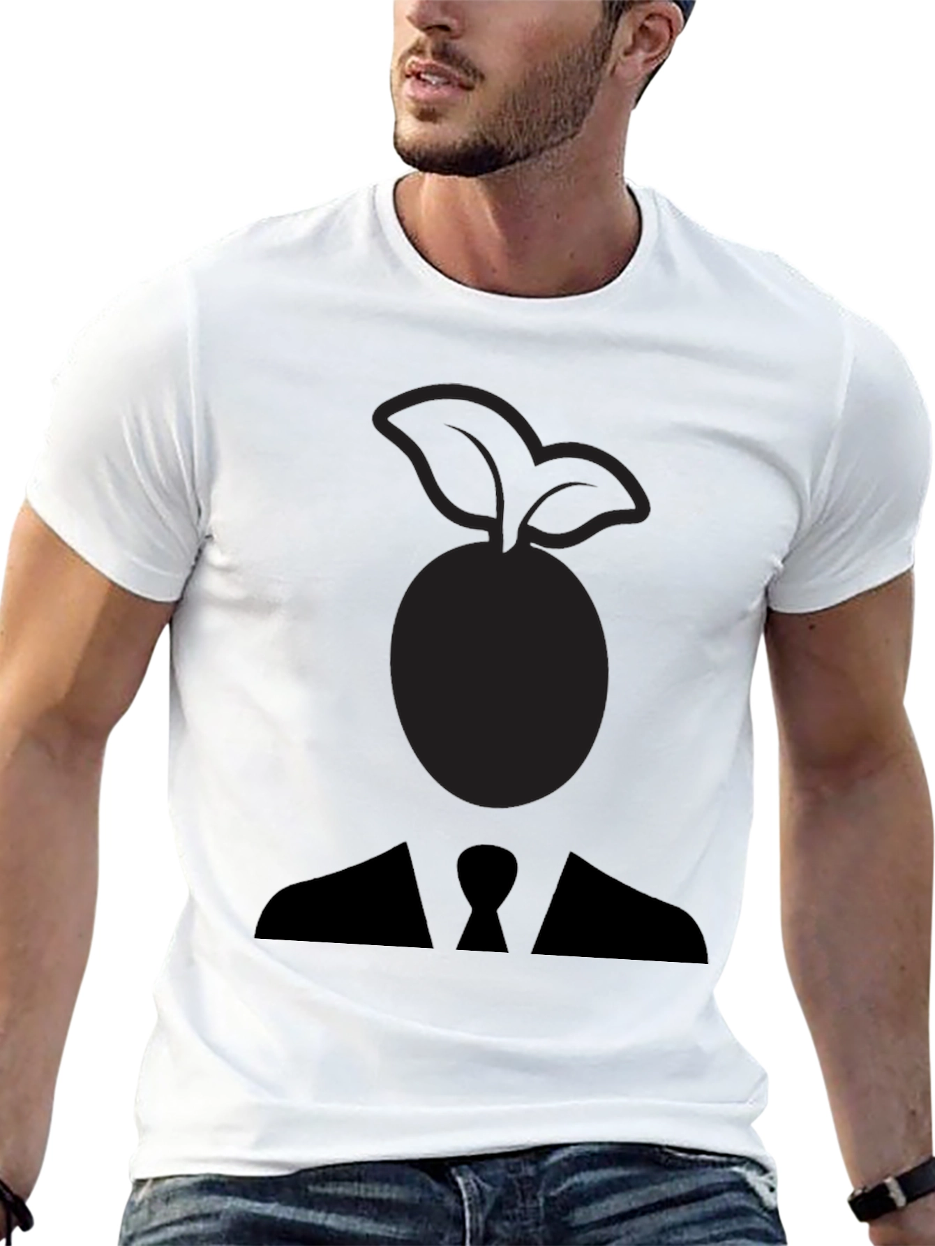Black Abstract Fruit Head Silhouette Graphic Tee view 13