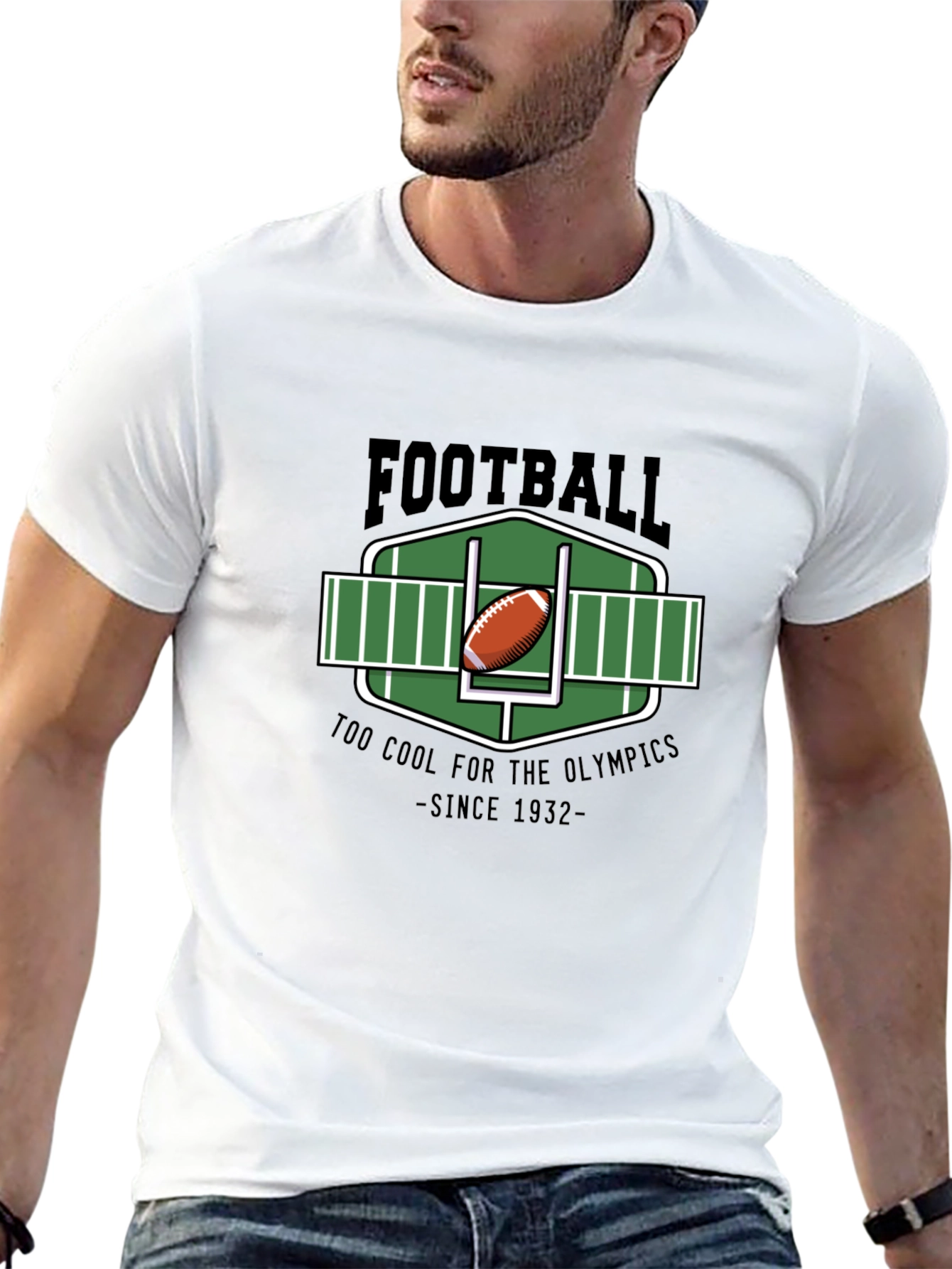 Black Football Too Cool Olympics T-Shirt view 13